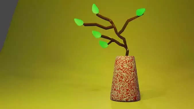 Free 3D Low Poly  Modele of Flowers Vase In Blender