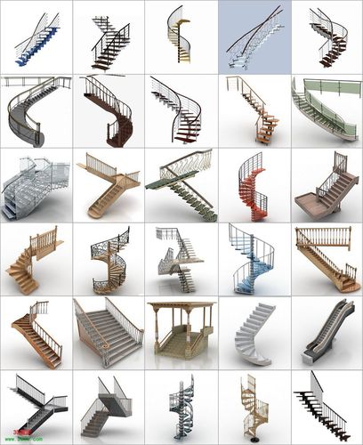 High Quality 100 Stair Collection 3D model