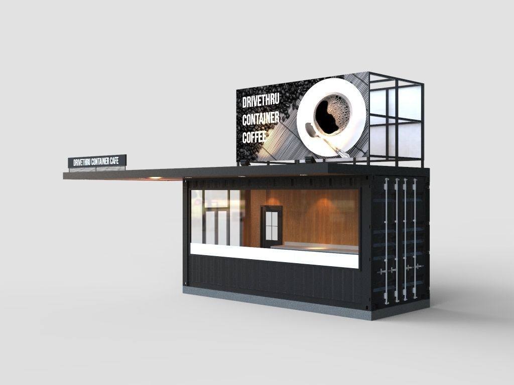 Drivethru Container Cafe 3D model_2