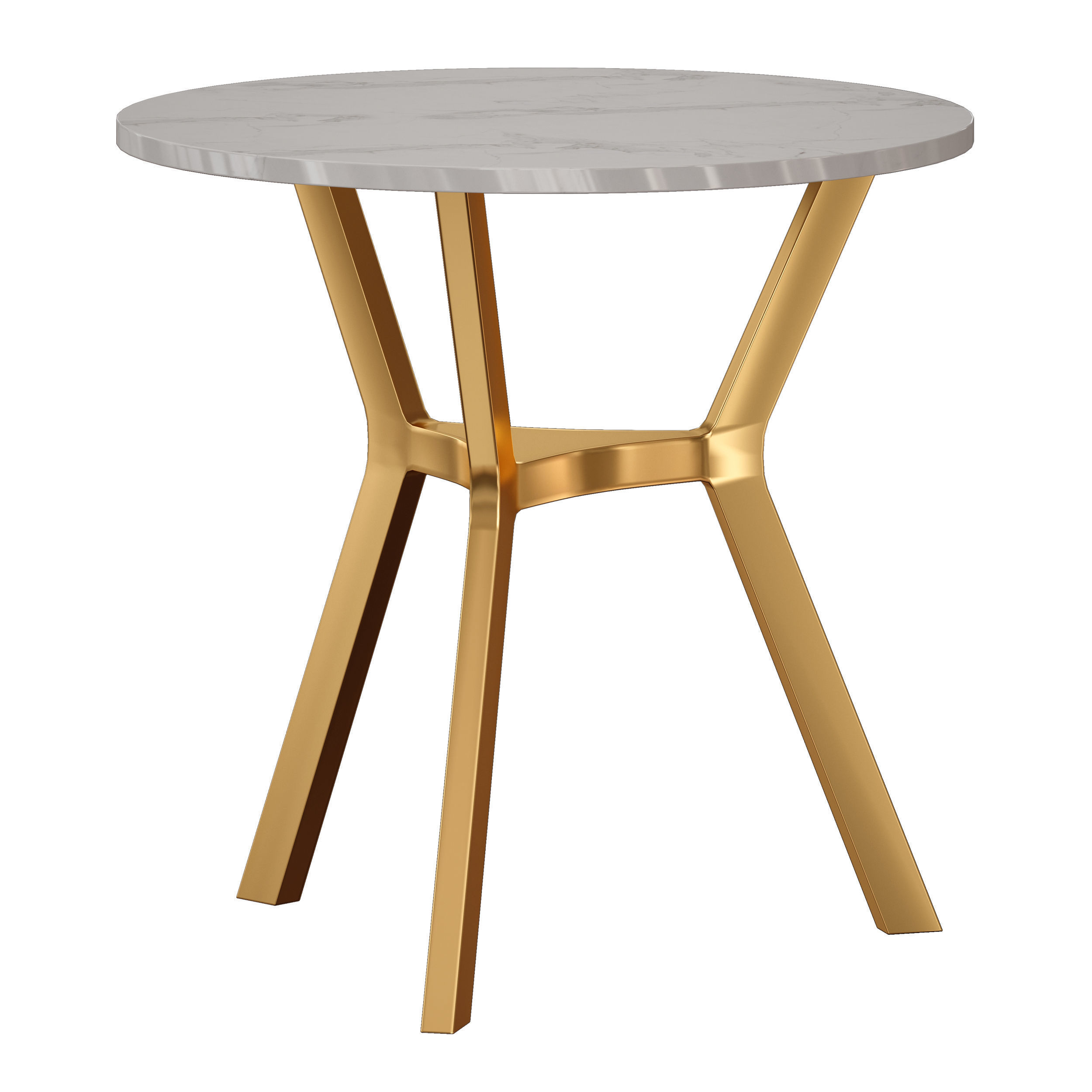 Elke Round Marble End Table with Brass Base Crate and Barrel 3D model_5