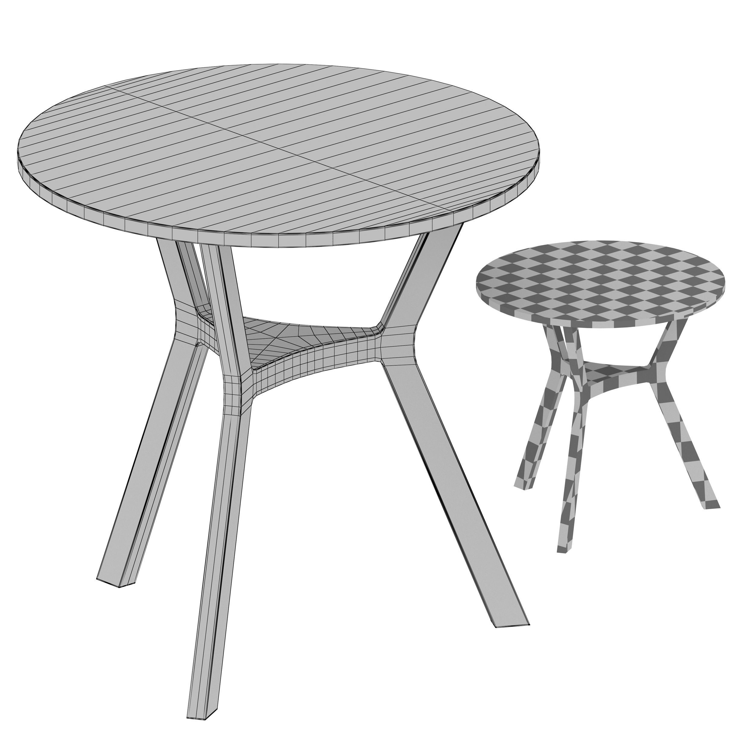 Elke Round Marble End Table with Brass Base Crate and Barrel 3D model_1