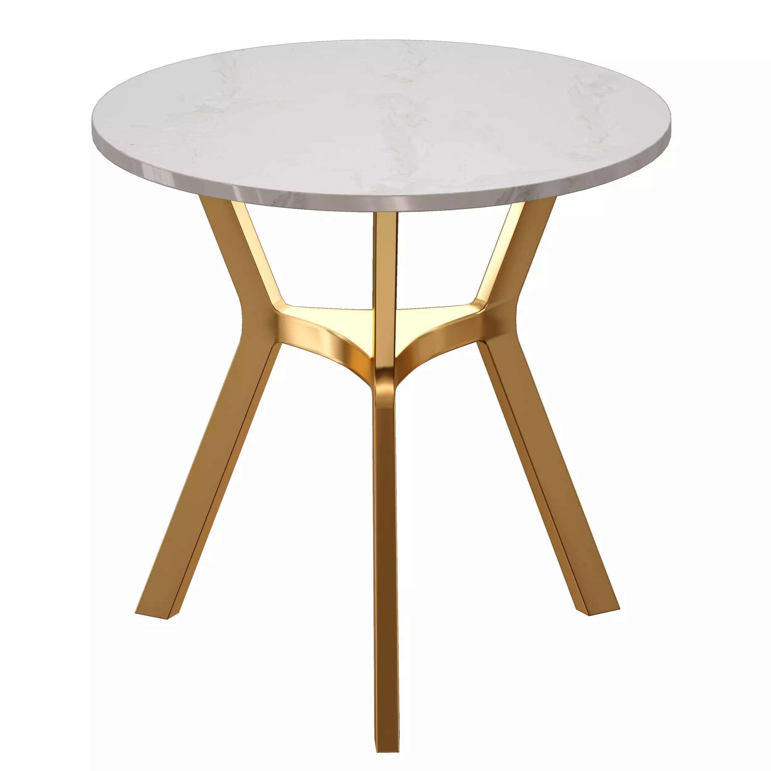 Elke Round Marble End Table with Brass Base Crate and Barrel 3D model_0