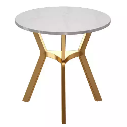 Elke Round Marble End Table with Brass Base Crate and Barrel 3D model