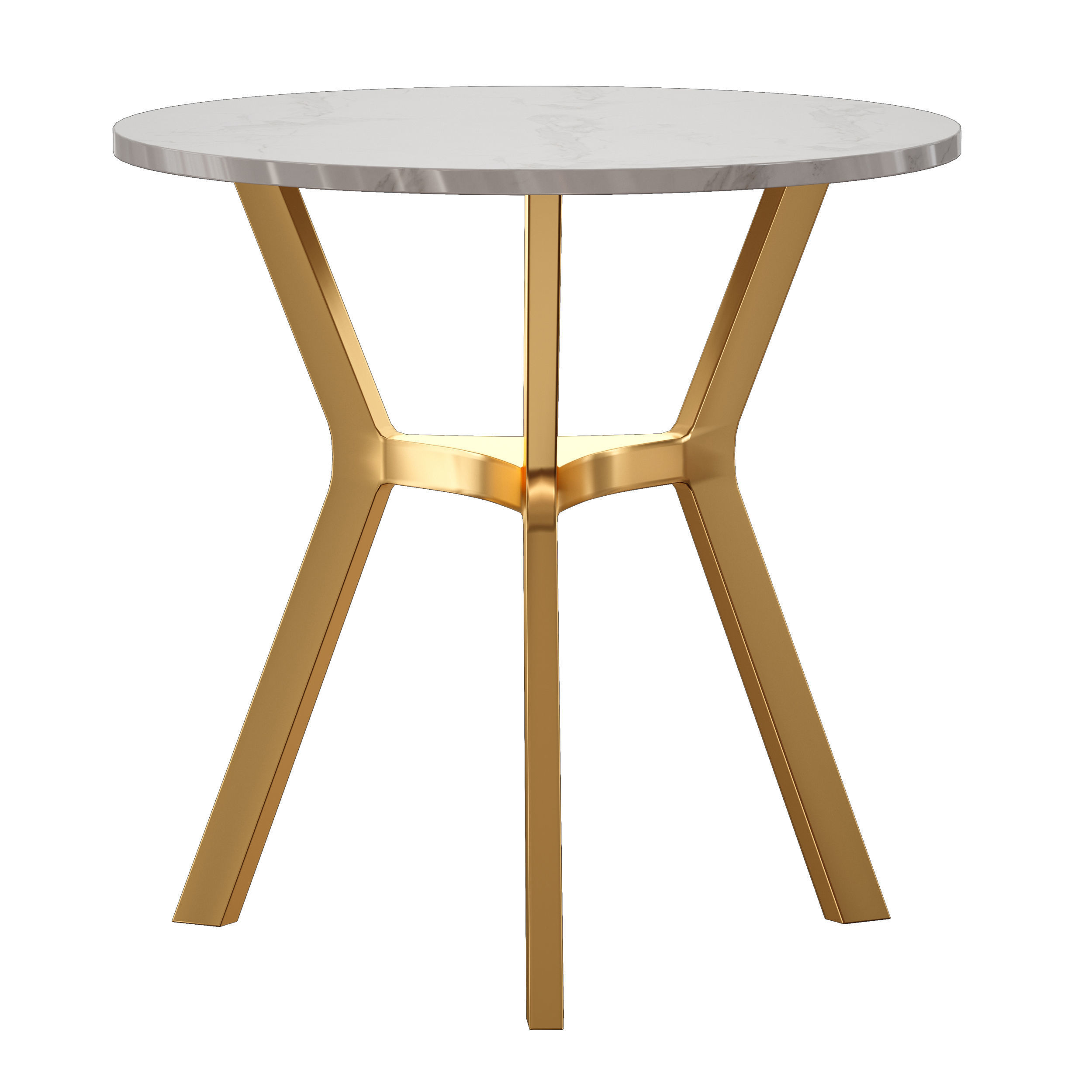 Elke Round Marble End Table with Brass Base Crate and Barrel 3D model_3