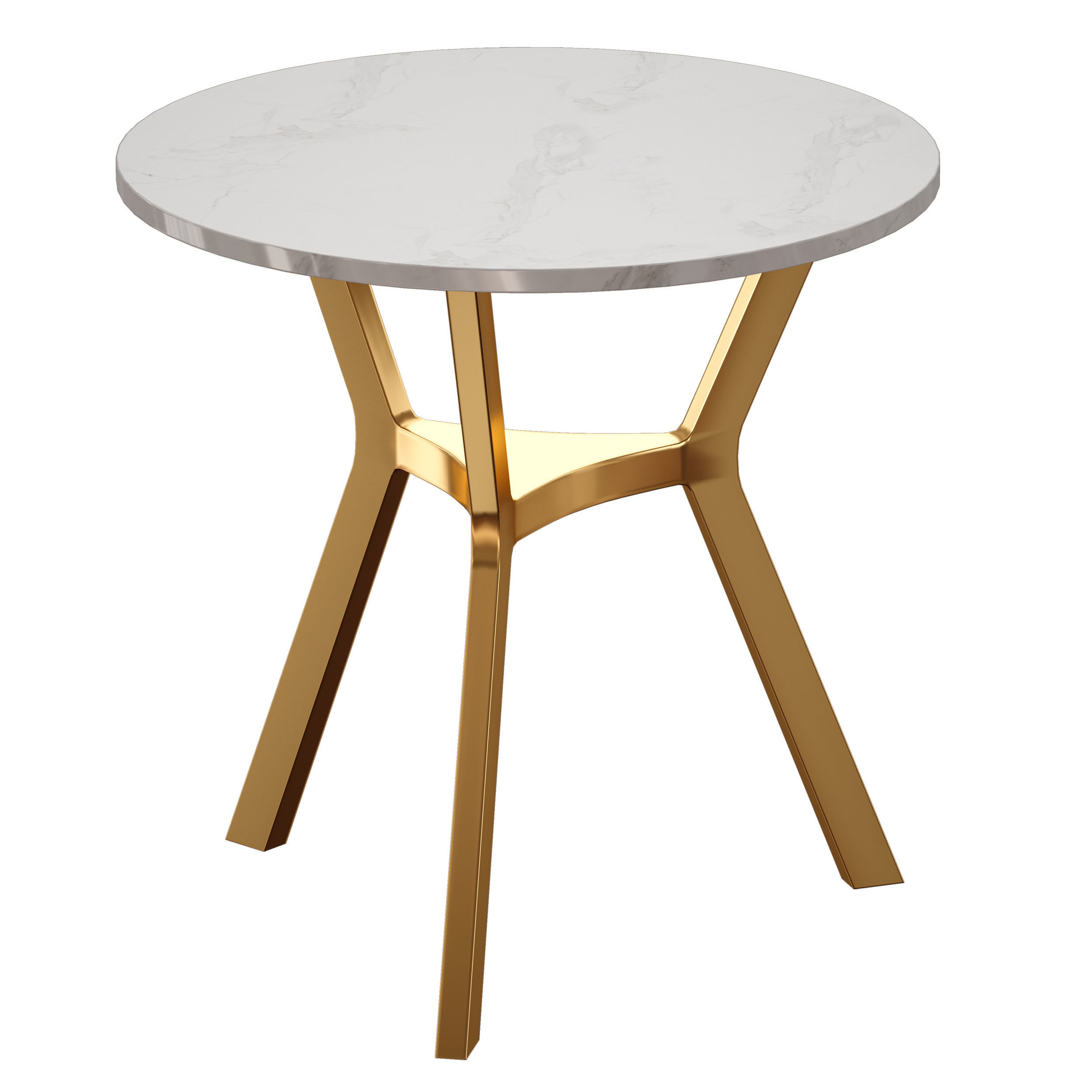 Elke Round Marble End Table with Brass Base Crate and Barrel 3D model_4