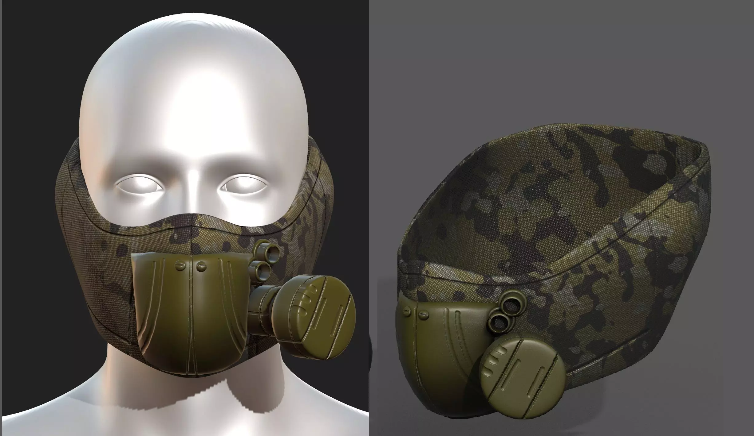 Gas mask respirator scifi futuristic ver 2 Low-poly 3D model Low-poly 3D model_0