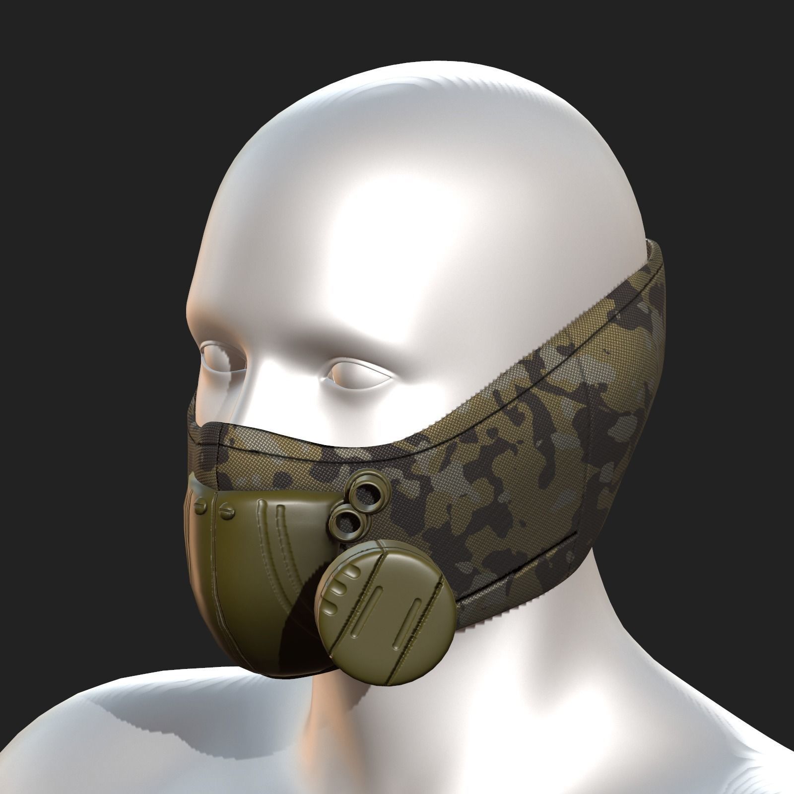 Gas mask respirator scifi futuristic ver 2 Low-poly 3D model Low-poly 3D model_2