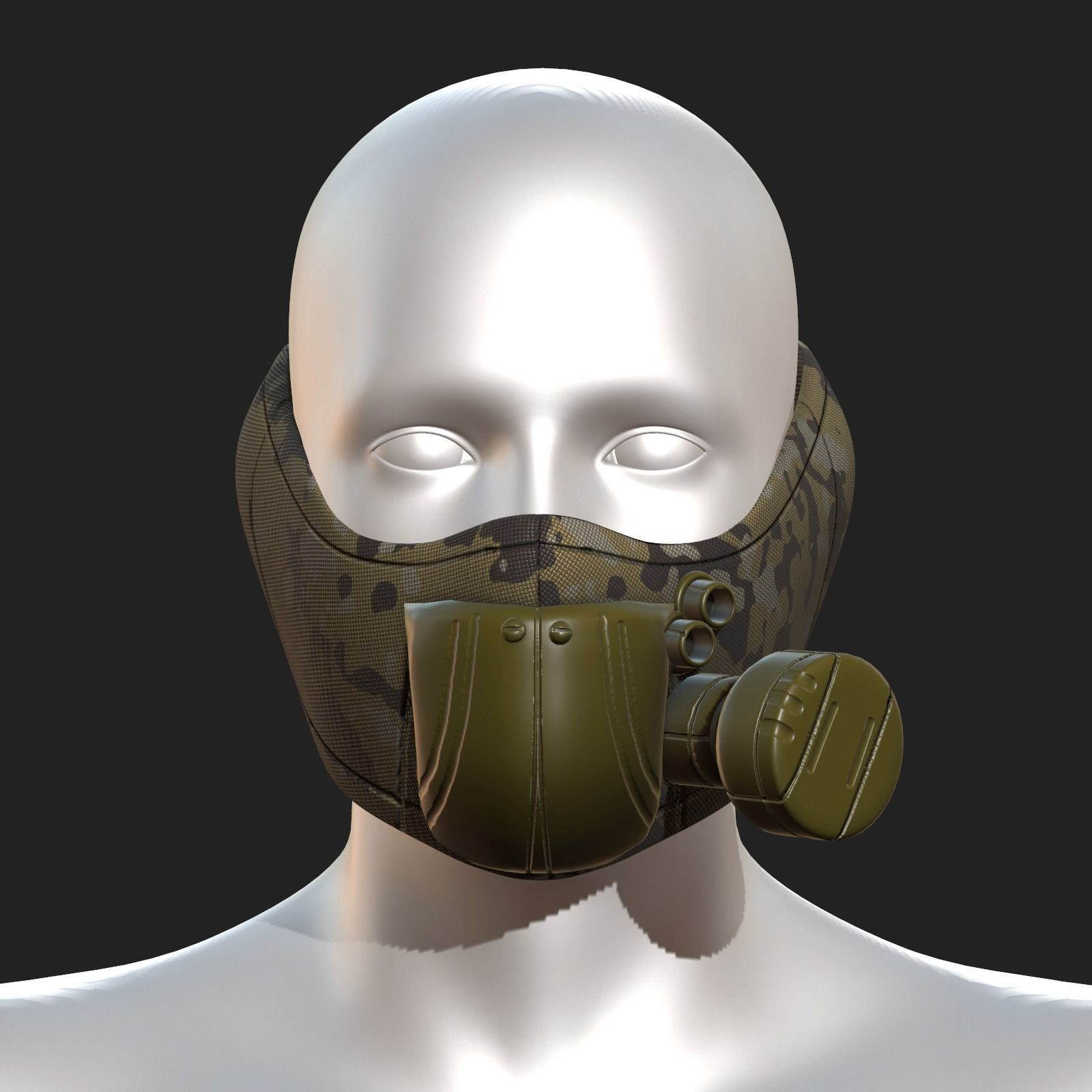 Gas mask respirator scifi futuristic ver 2 Low-poly 3D model Low-poly 3D model_1
