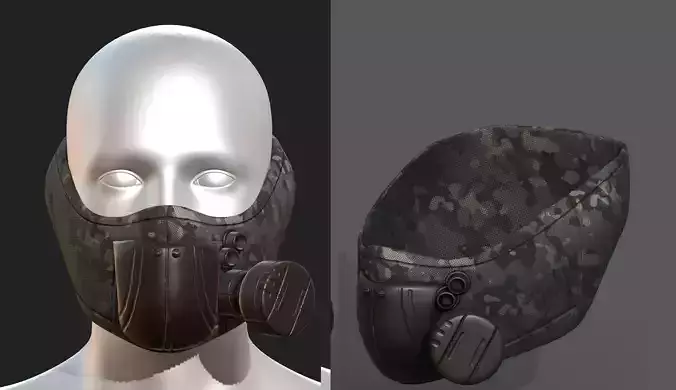 Gas mask respirator scifi futuristic ver 2 Low-poly 3D model
