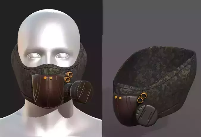 gas mask helmet scifi low poly 3d