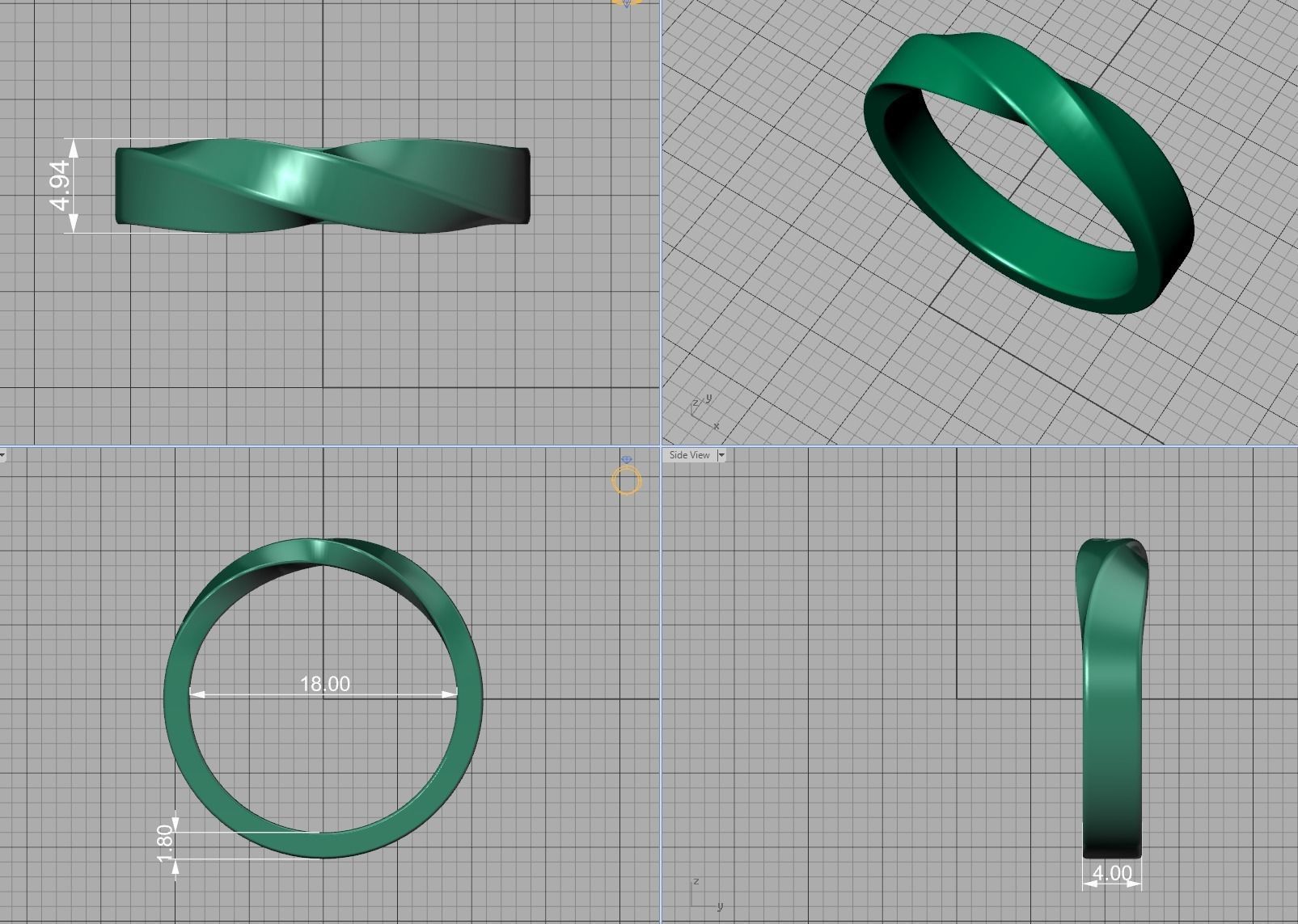 Mobius rings 3mm and 4mm width 3dmodels 3D print model_13