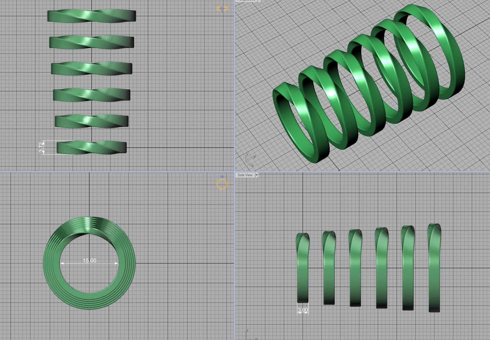 Mobius rings 3mm and 4mm width 3dmodels 3D print model_12