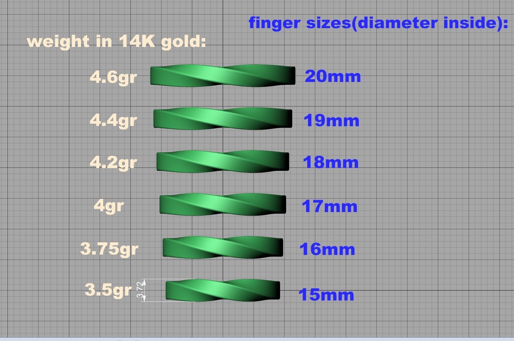 Mobius rings 3mm and 4mm width 3dmodels 3D print model_3