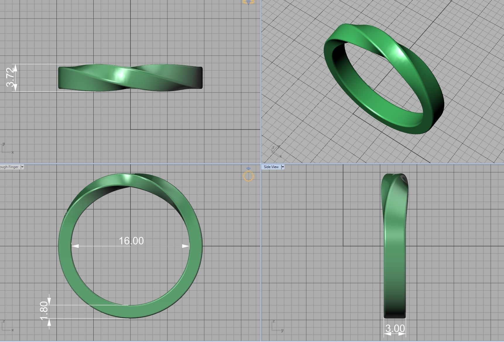 Mobius rings 3mm and 4mm width 3dmodels 3D print model_11
