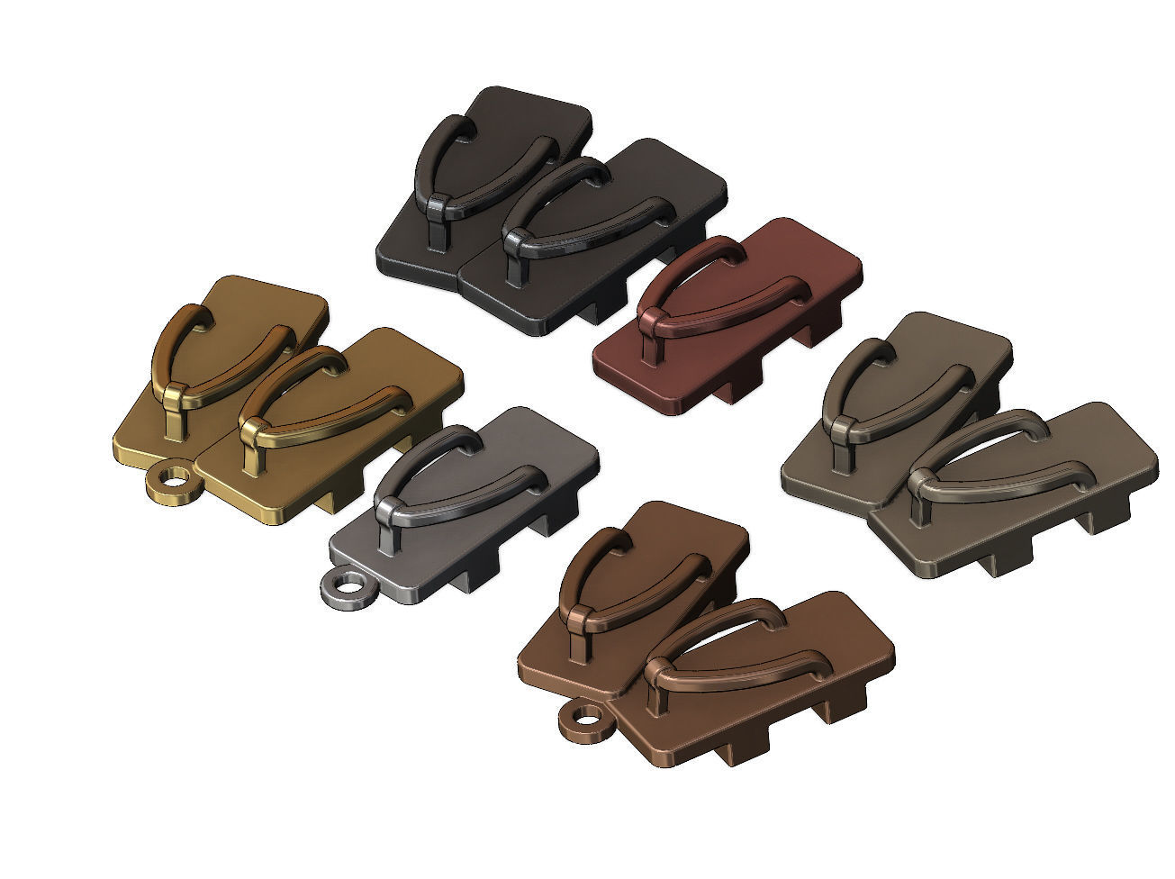 Japanese Clogs pendant and charms 3D print model_8