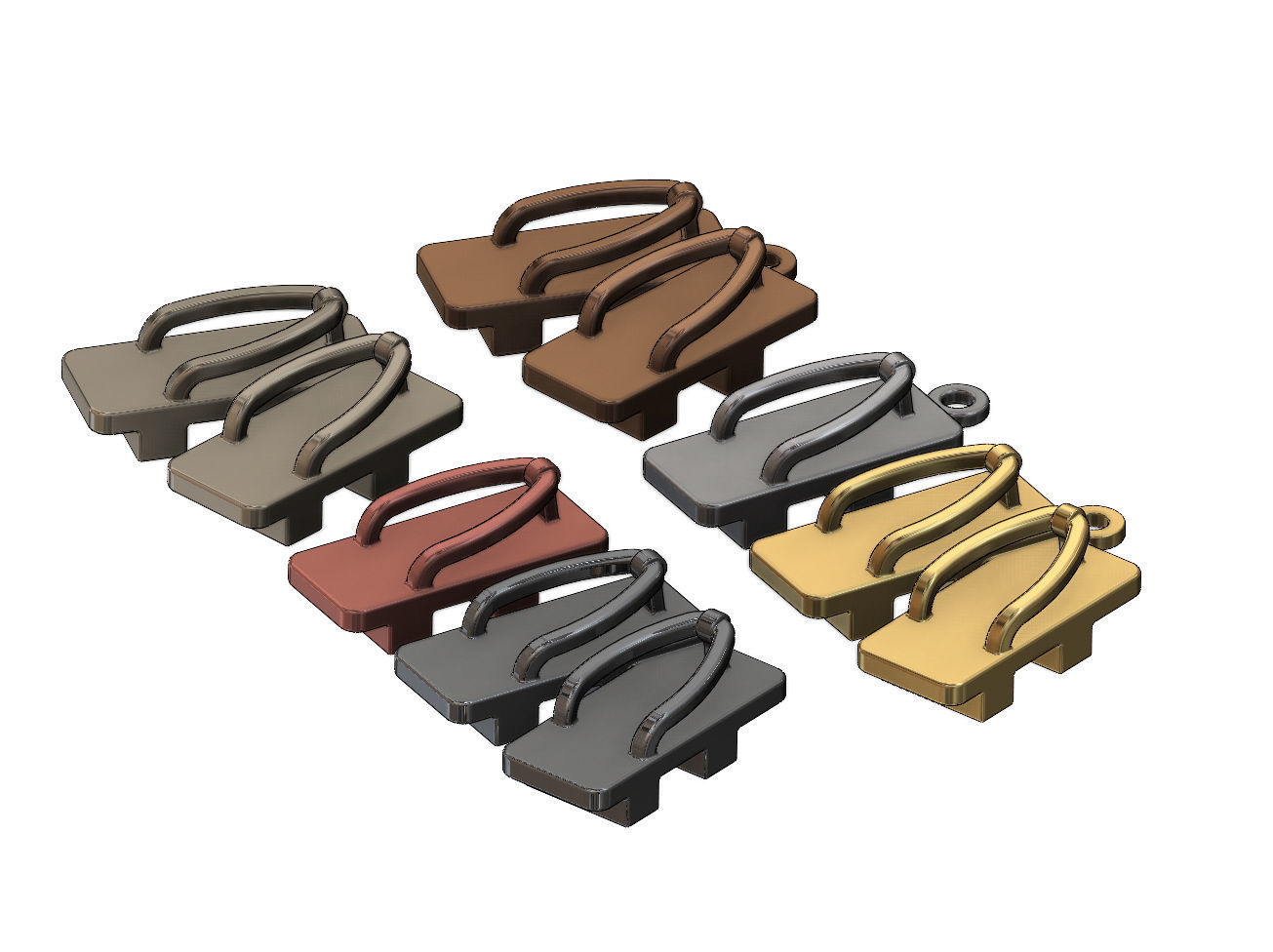 Japanese Clogs pendant and charms 3D print model_3