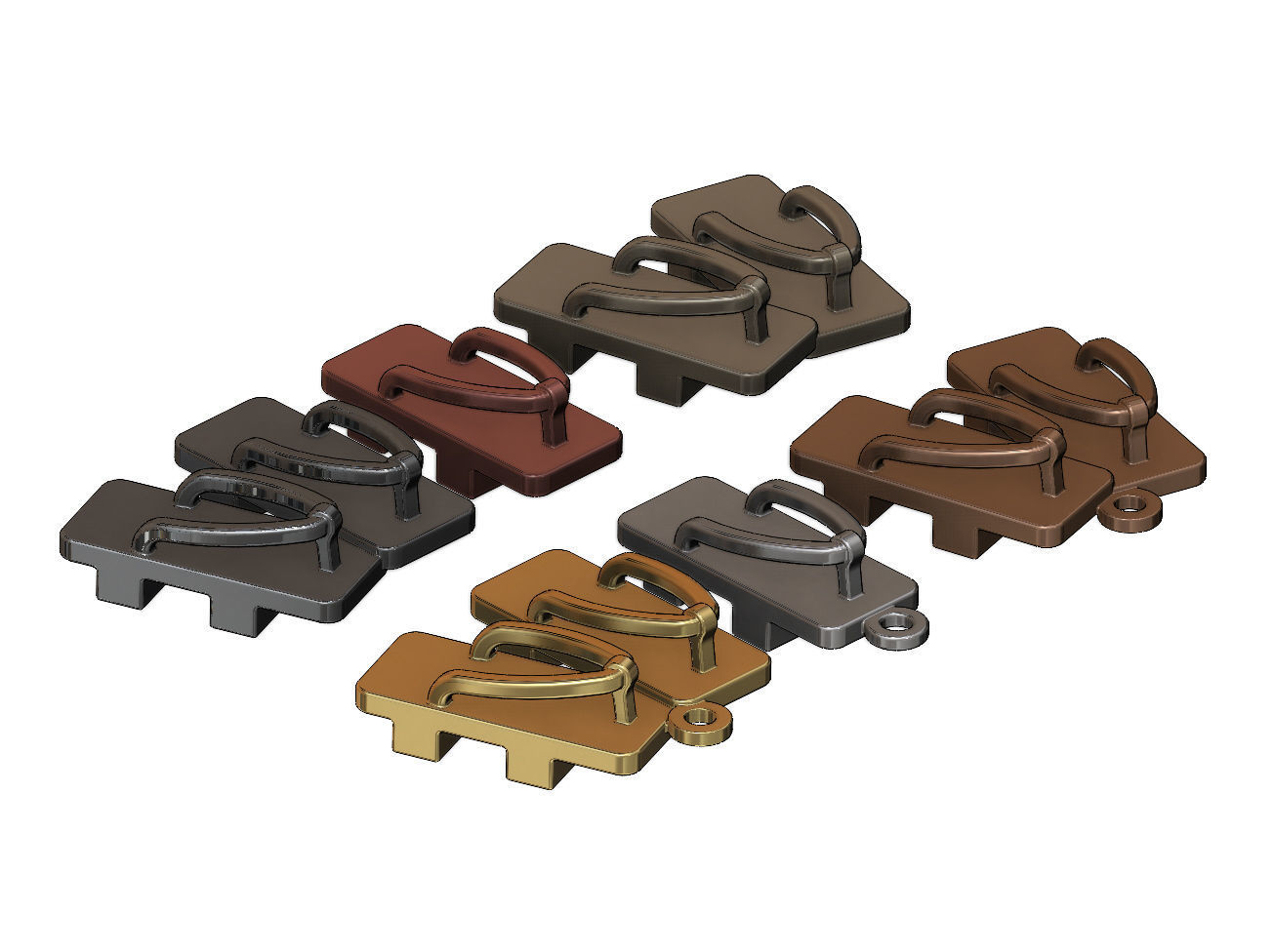 Japanese Clogs pendant and charms 3D print model_4