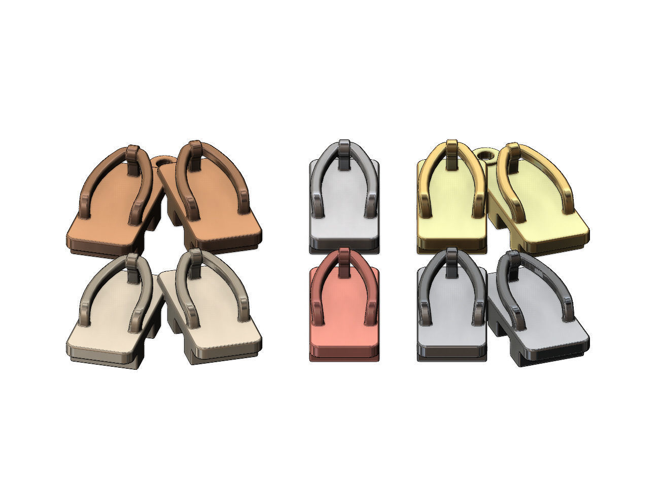 Japanese Clogs pendant and charms 3D print model_2