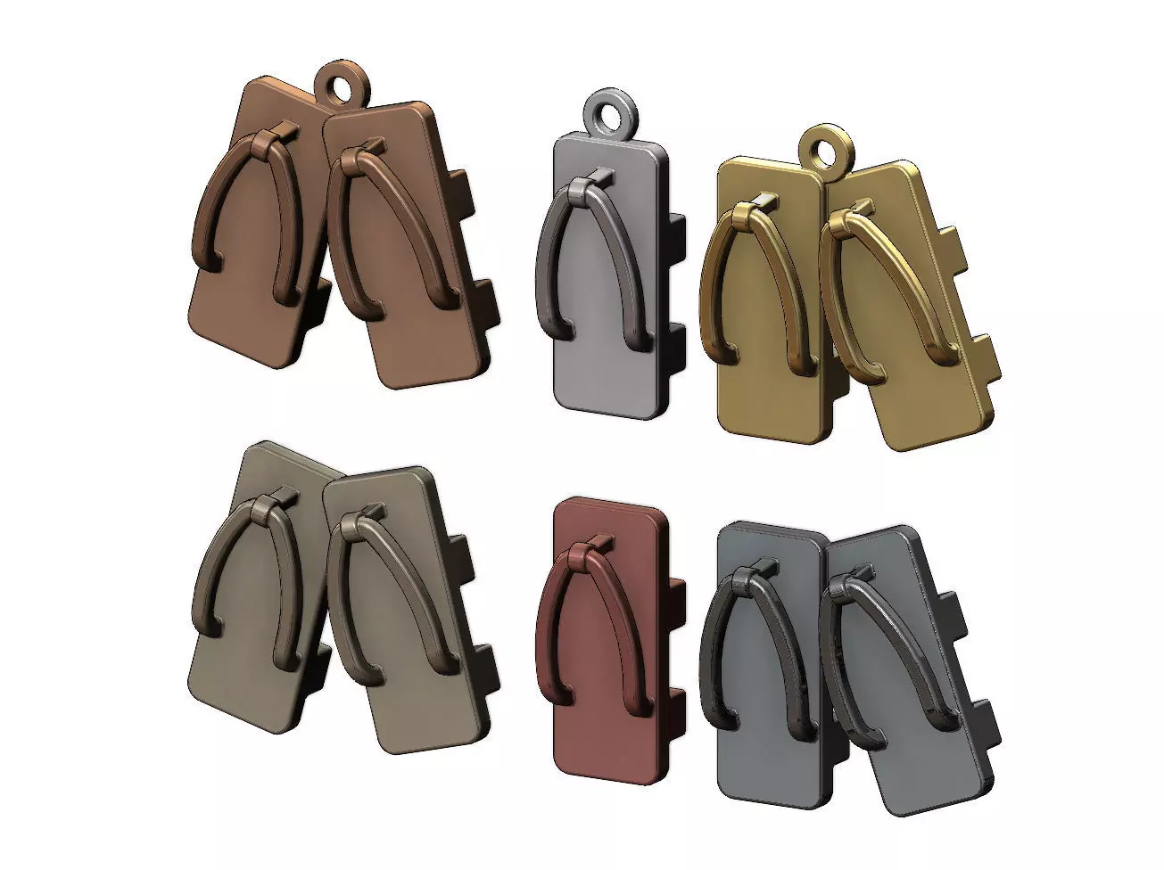 Japanese Clogs pendant and charms 3D print model_0