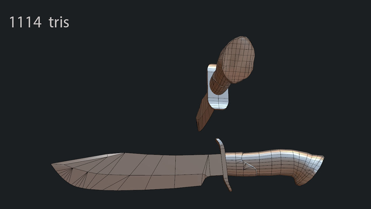 Bowie knife Low-poly 3D model_5