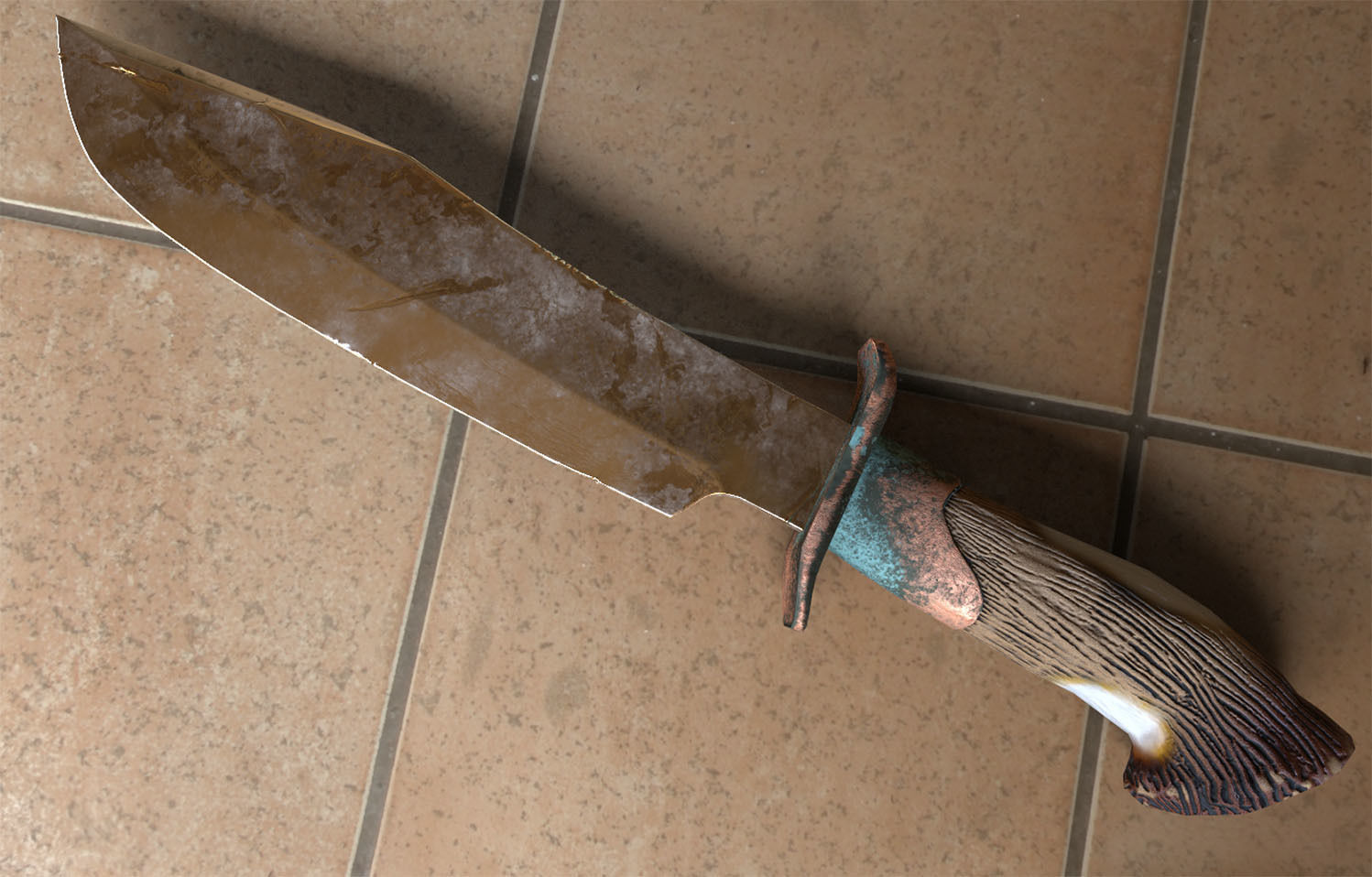 Bowie knife Low-poly 3D model_2