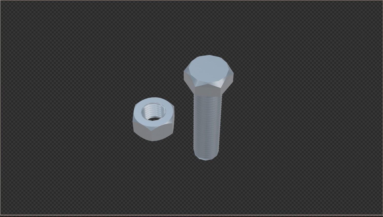 M12 bolt and nut Low-poly 3D model_6