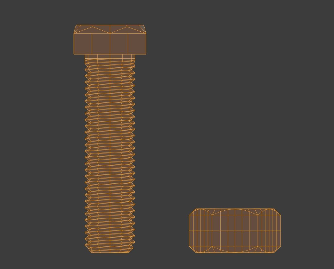 M12 bolt and nut Low-poly 3D model_3