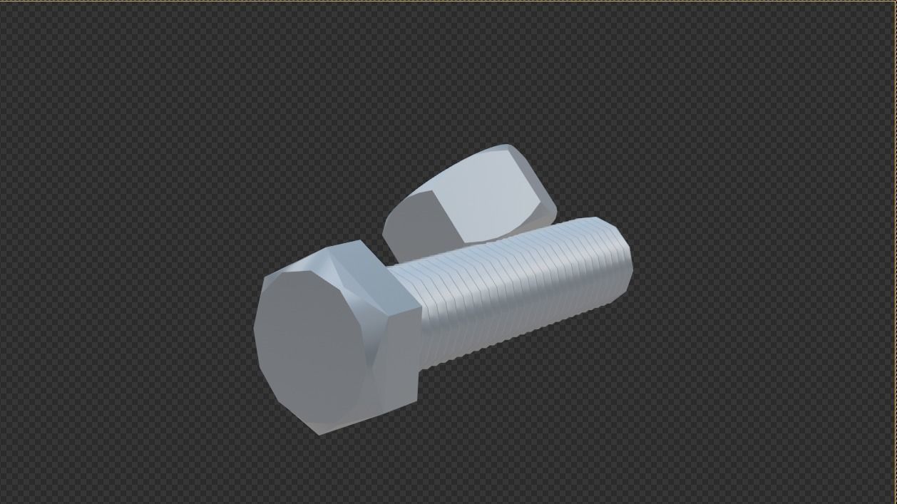 M12 bolt and nut Low-poly 3D model_8