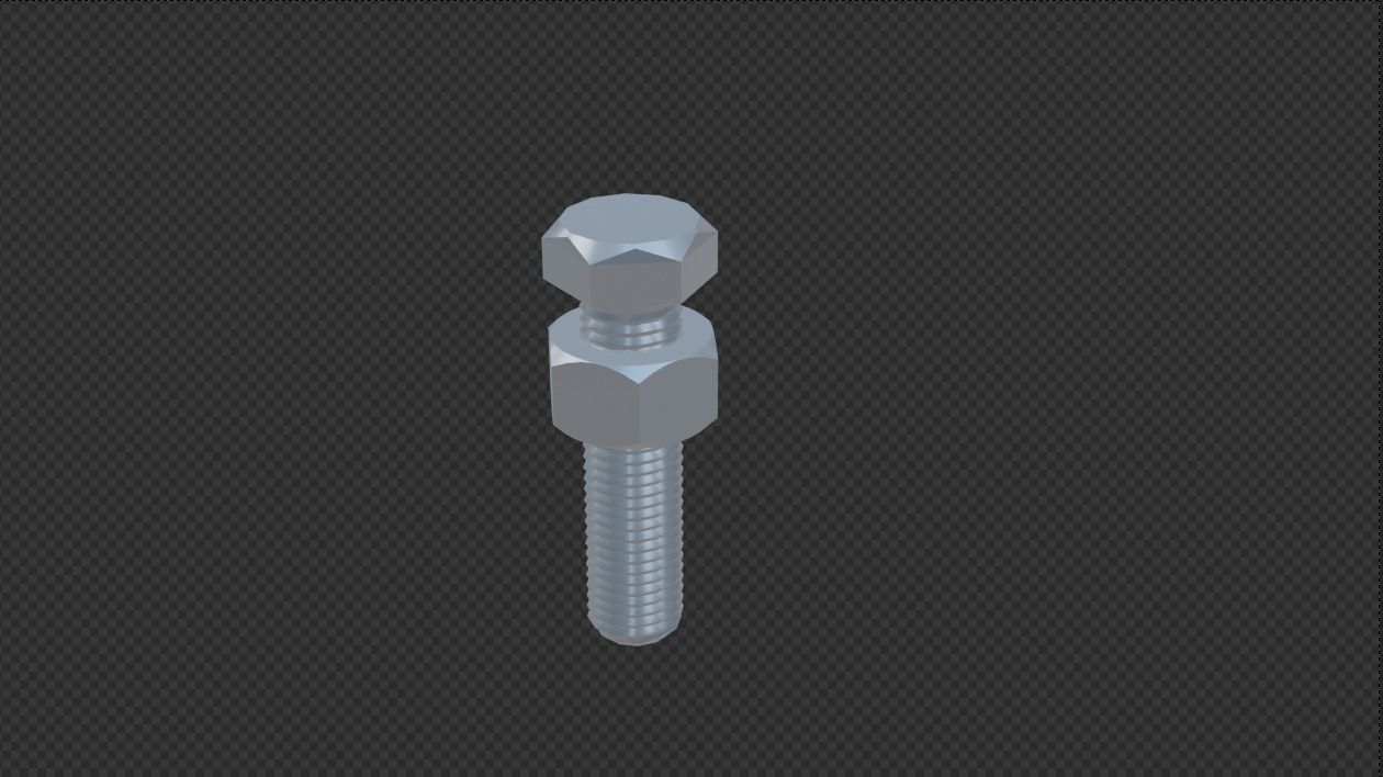 M12 bolt and nut Low-poly 3D model_4