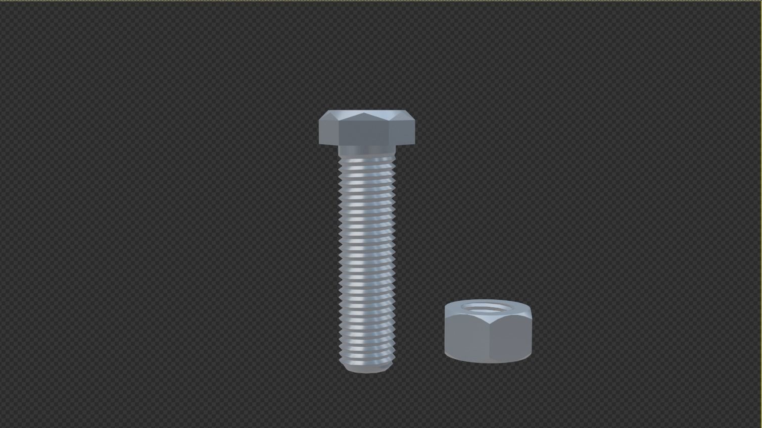 M12 bolt and nut Low-poly 3D model_5