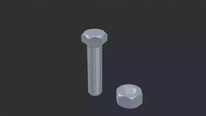 M12 bolt and nut Low-poly 3D model