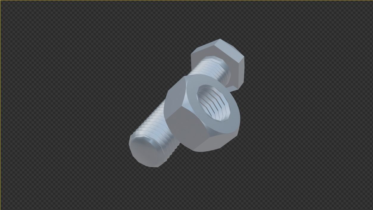 M12 bolt and nut Low-poly 3D model_7