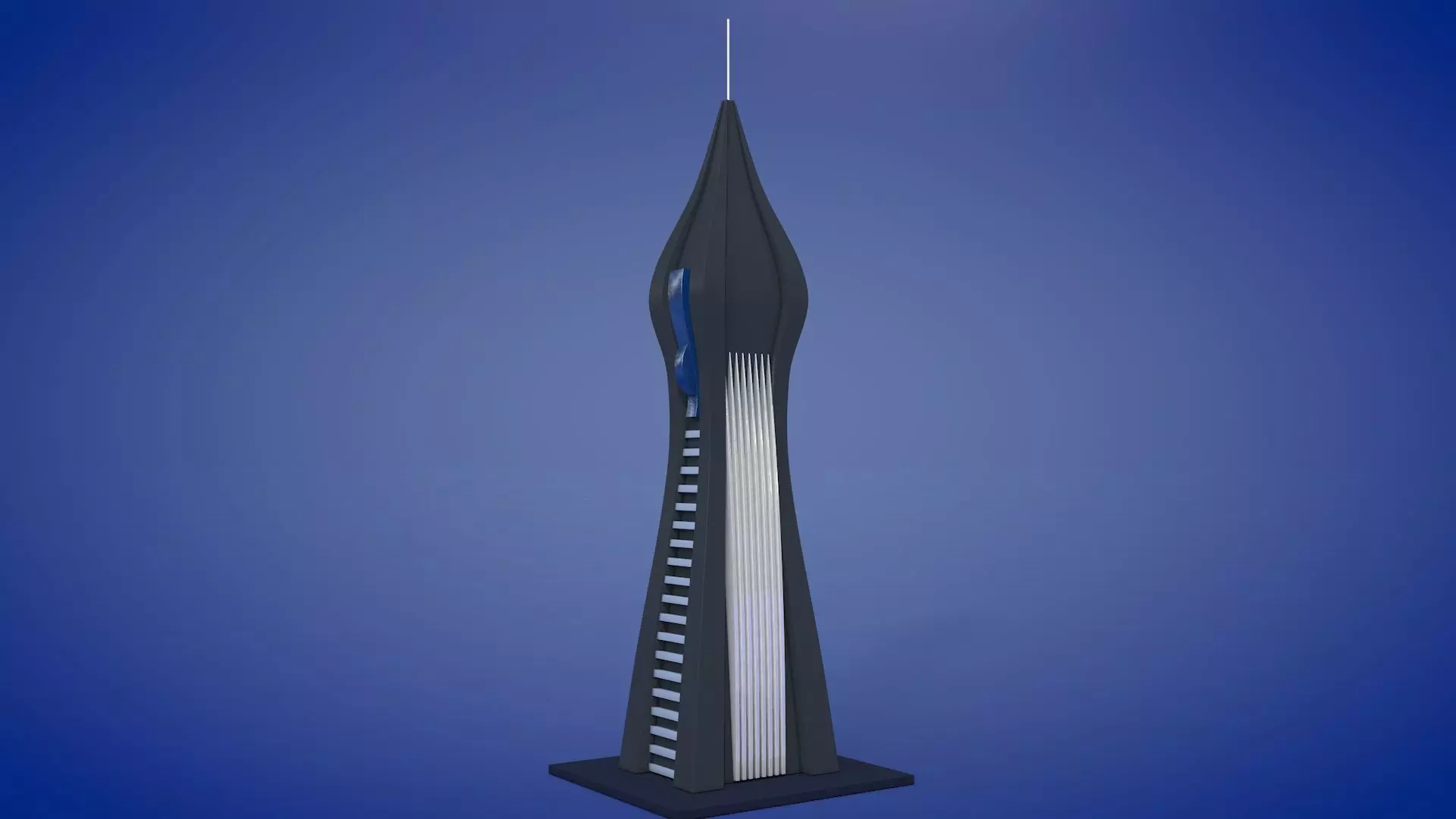 Sci-fi Futuristic Building Low-poly 3D model
