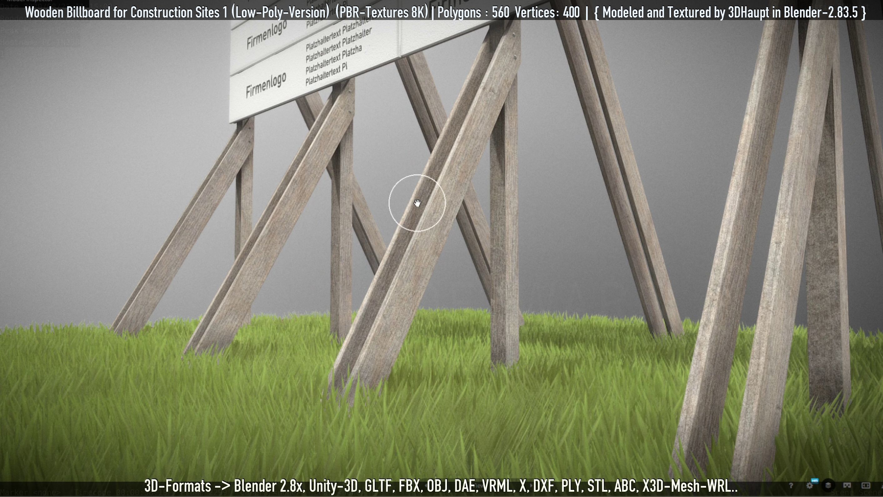 Wooden Billboard for Construction Sites Version 1 Low-poly 3D model_51