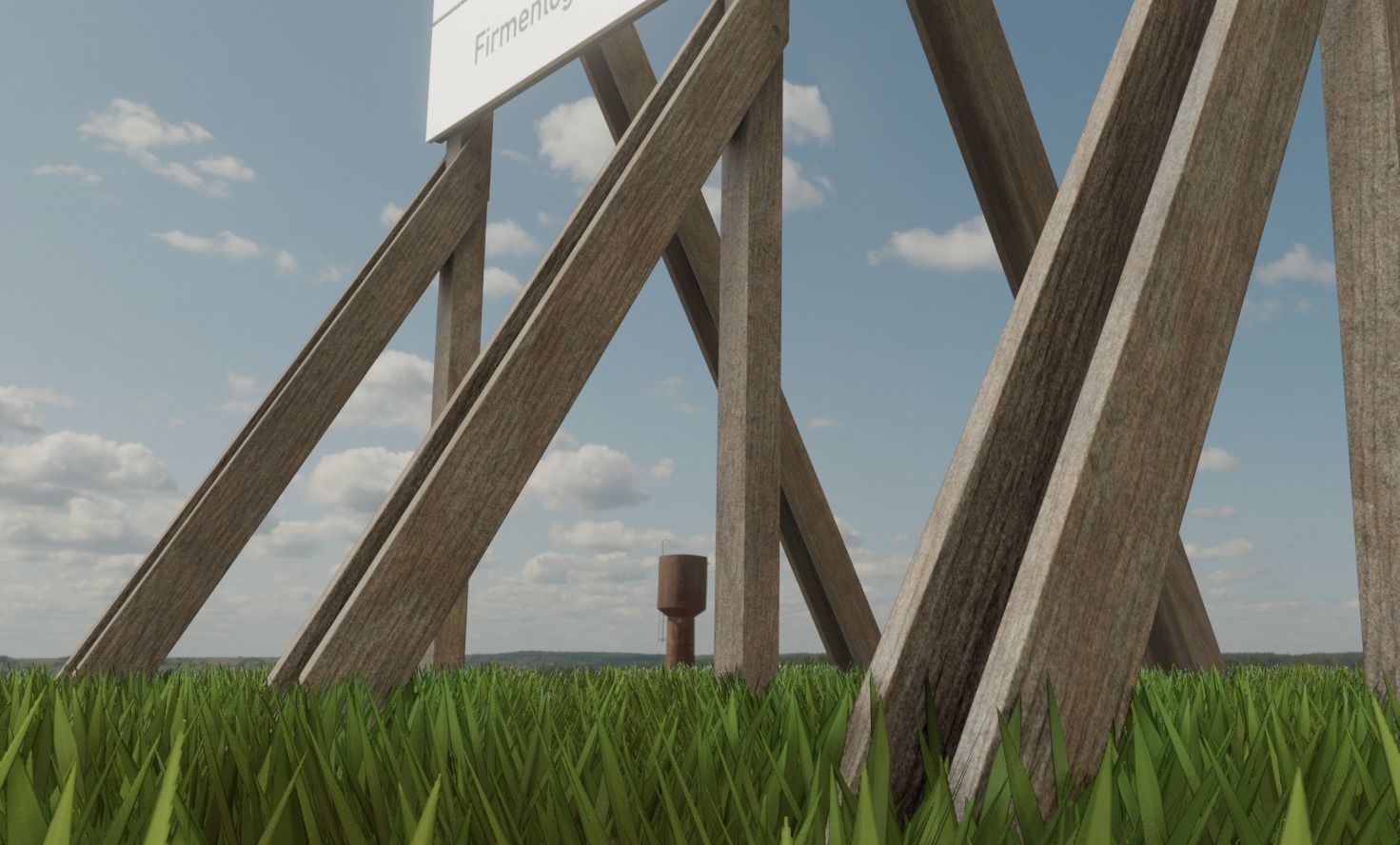 Wooden Billboard for Construction Sites Version 1 Low-poly 3D model_7