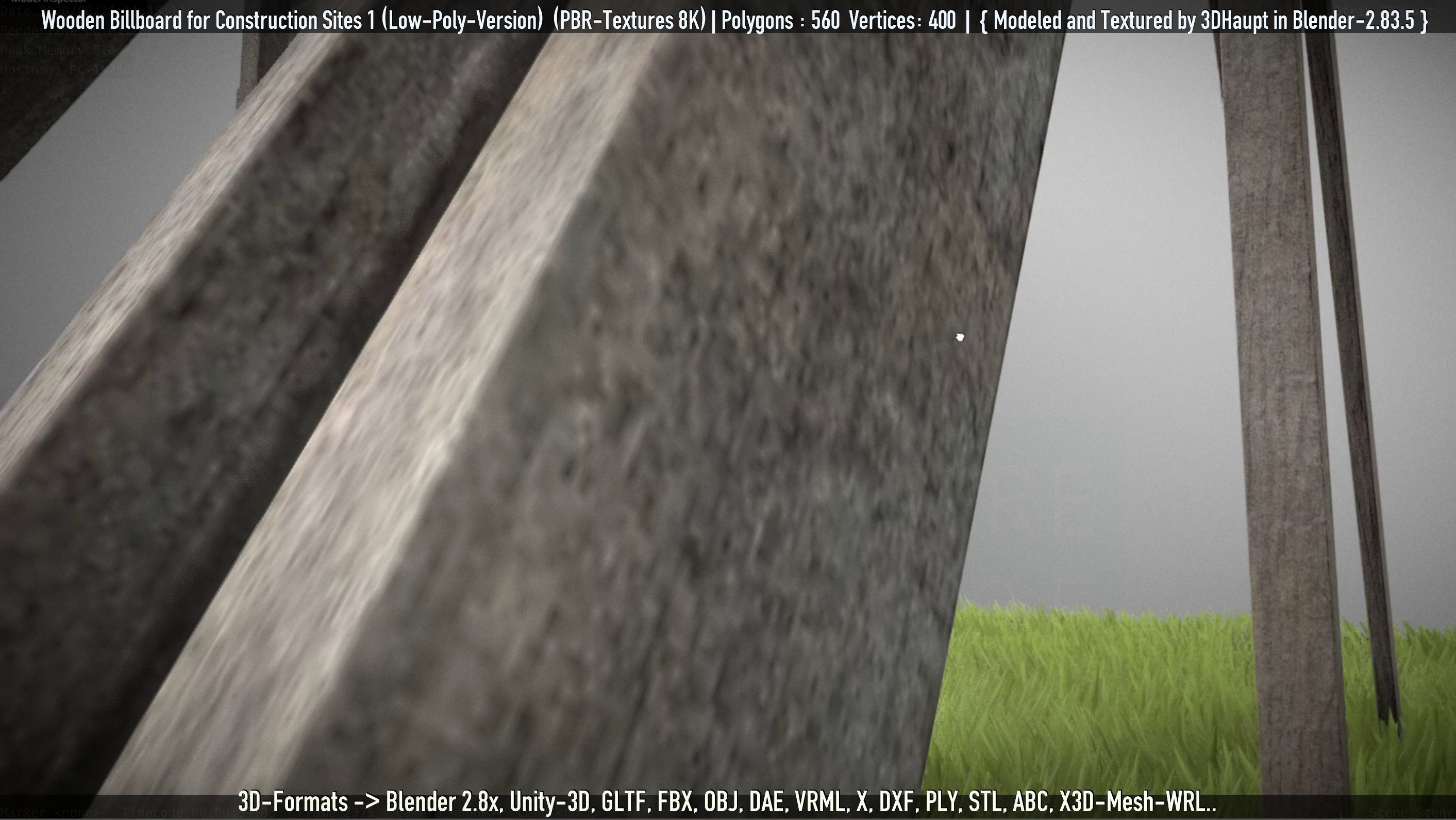 Wooden Billboard for Construction Sites Version 1 Low-poly 3D model_52