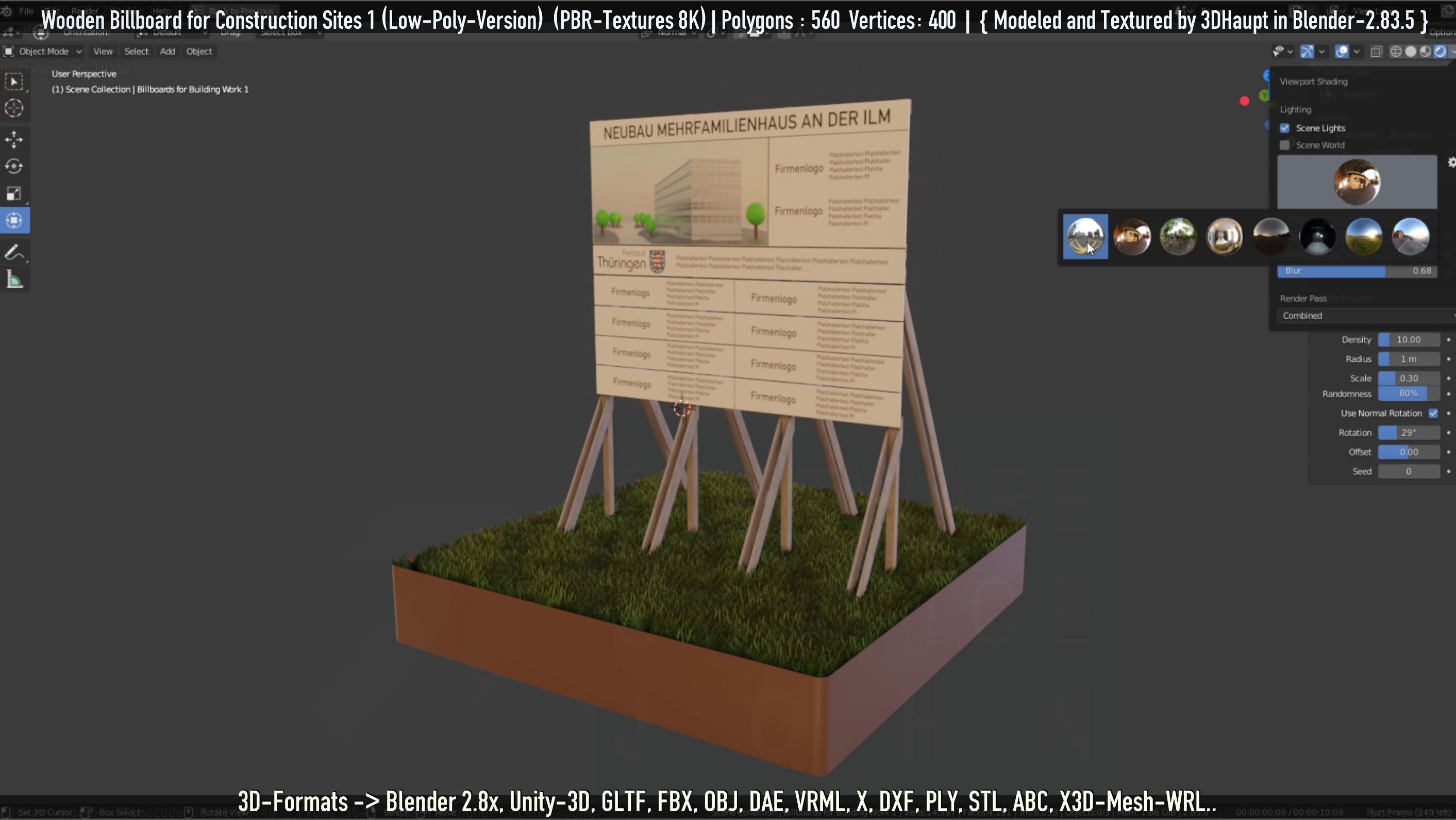 Wooden Billboard for Construction Sites Version 1 Low-poly 3D model_59