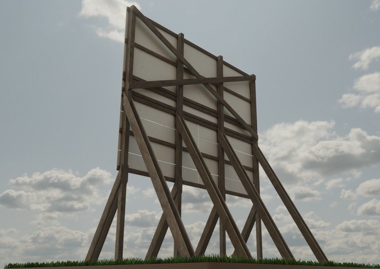 Wooden Billboard for Construction Sites Version 1 Low-poly 3D model_2