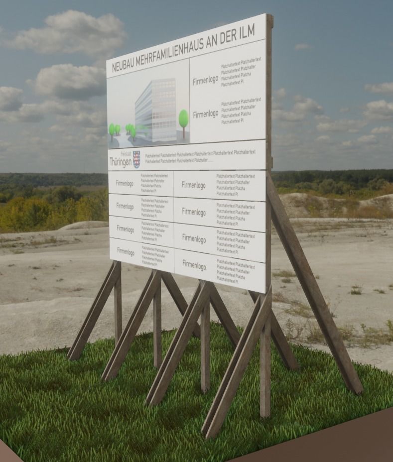 Wooden Billboard for Construction Sites Version 1 Low-poly 3D model_5