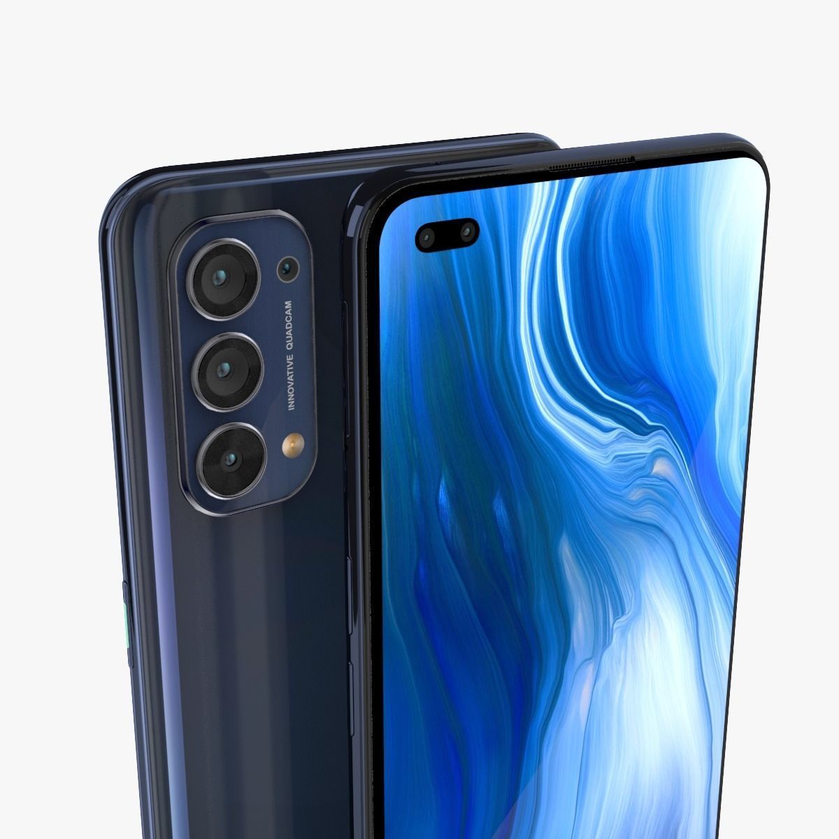 Oppo Reno4 Black and Blue Color 3D model_4