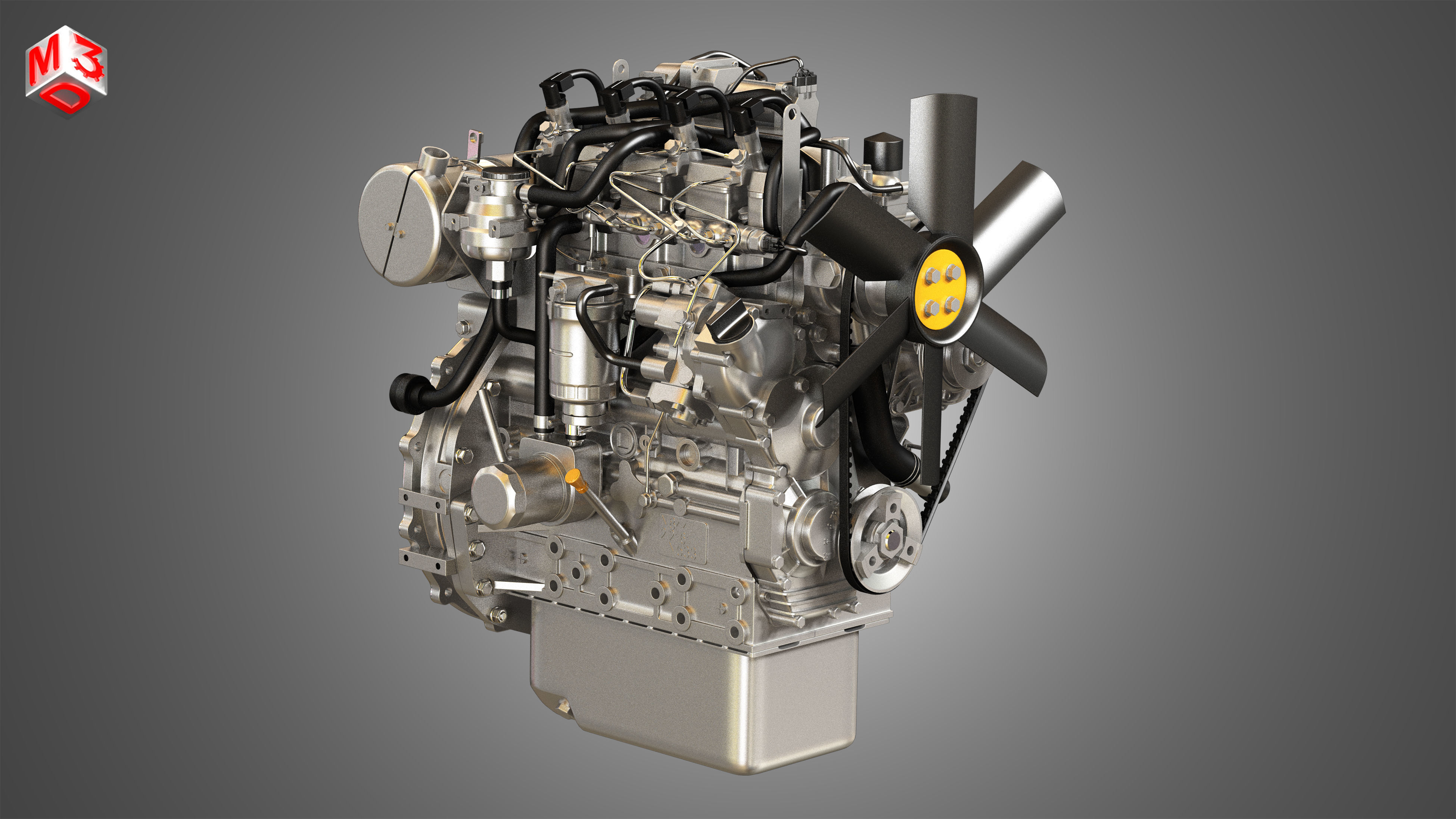 404F-E22TA - 4 Cylinder Diesel Engine  3D model_3