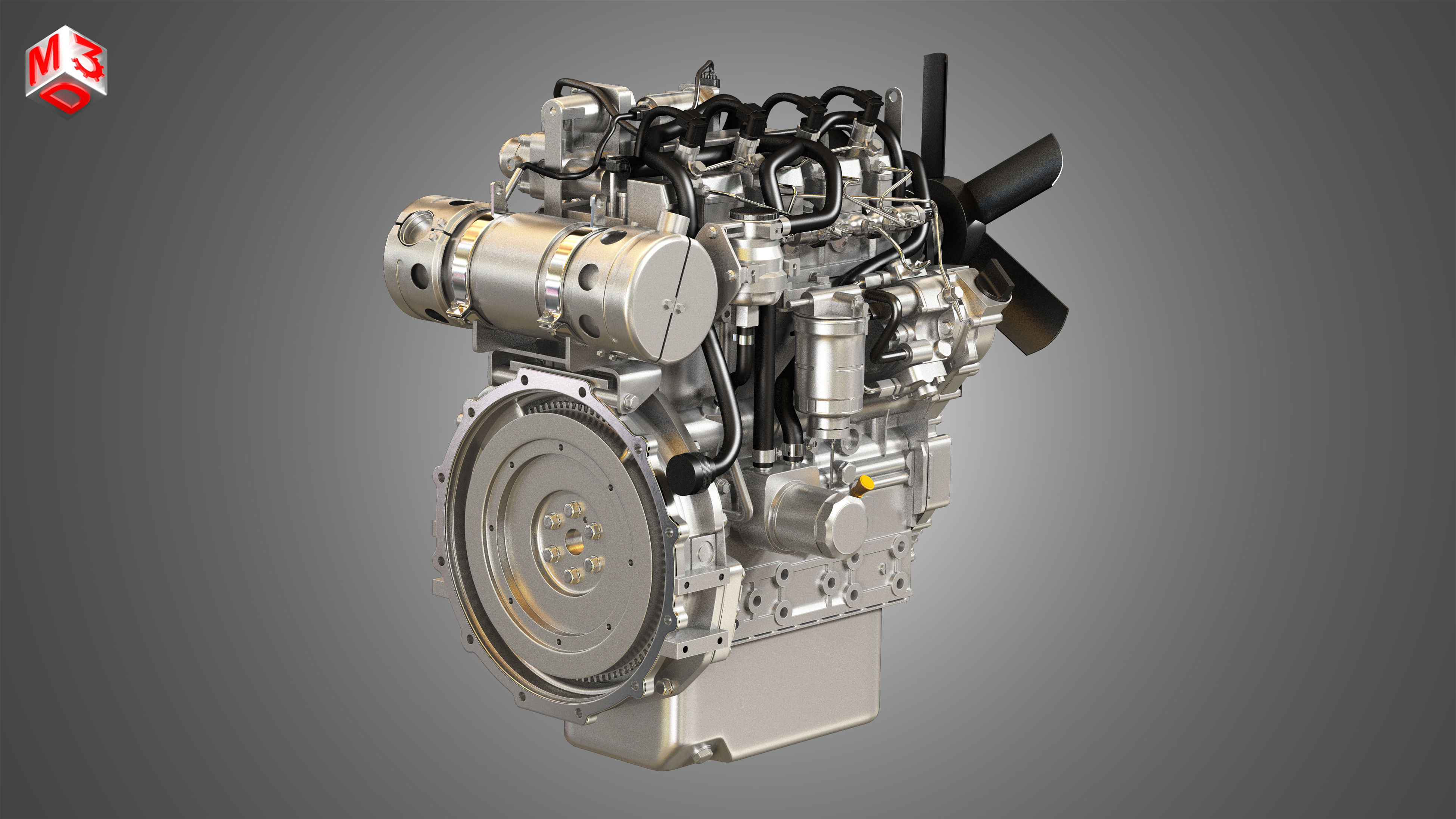 404F-E22TA - 4 Cylinder Diesel Engine  3D model_2