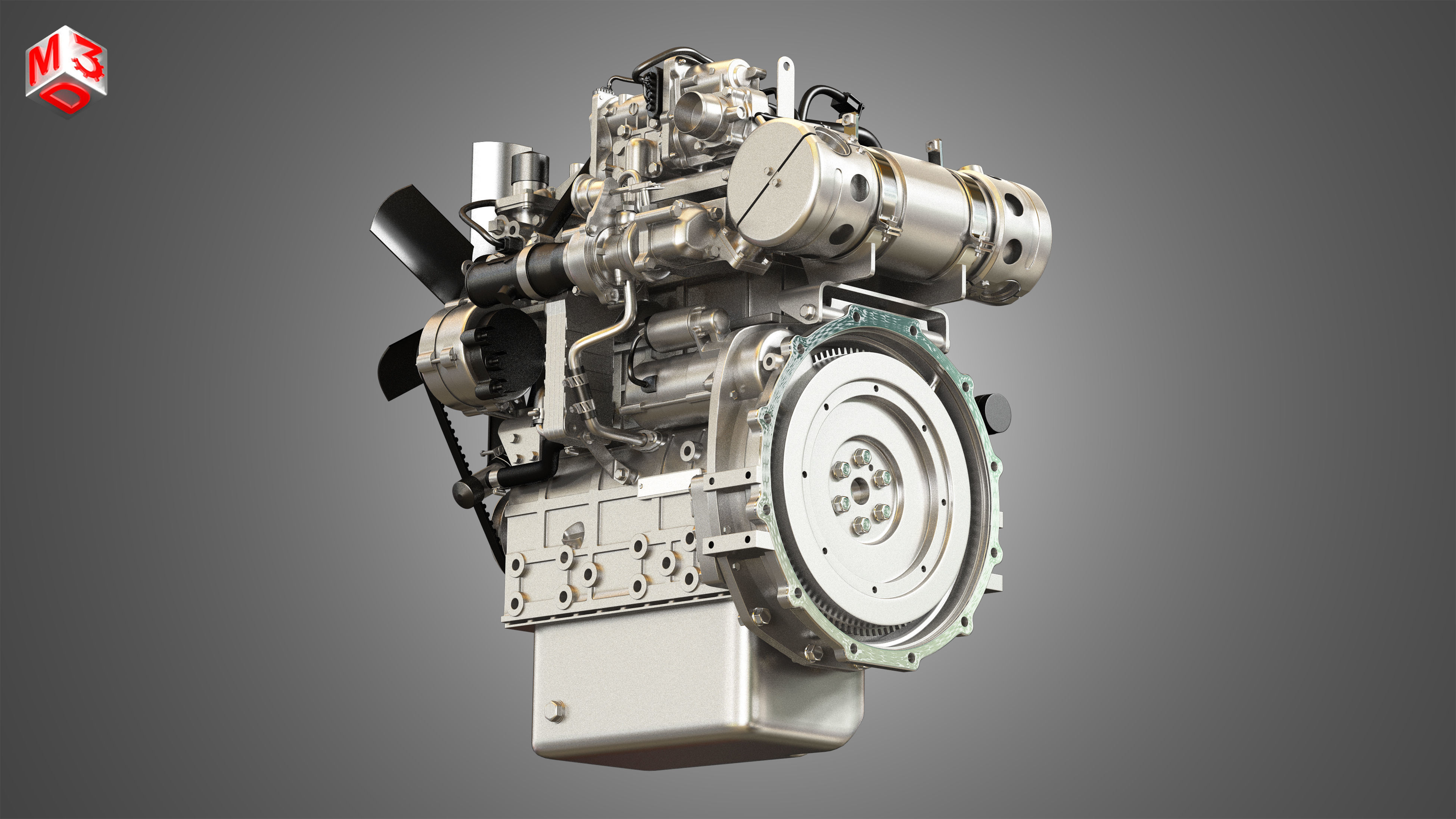 404F-E22TA - 4 Cylinder Diesel Engine  3D model_10