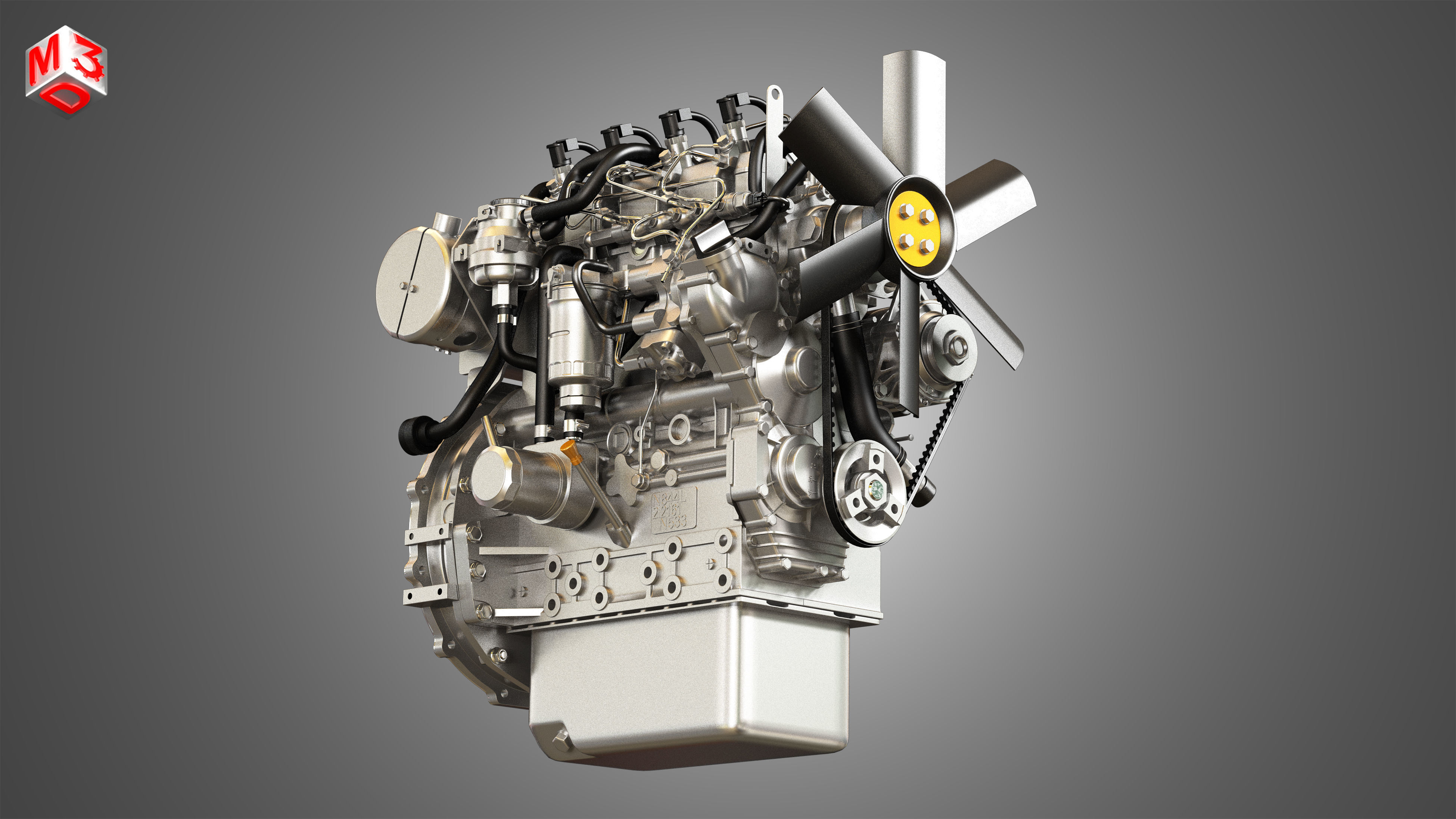 404F-E22TA - 4 Cylinder Diesel Engine  3D model_9