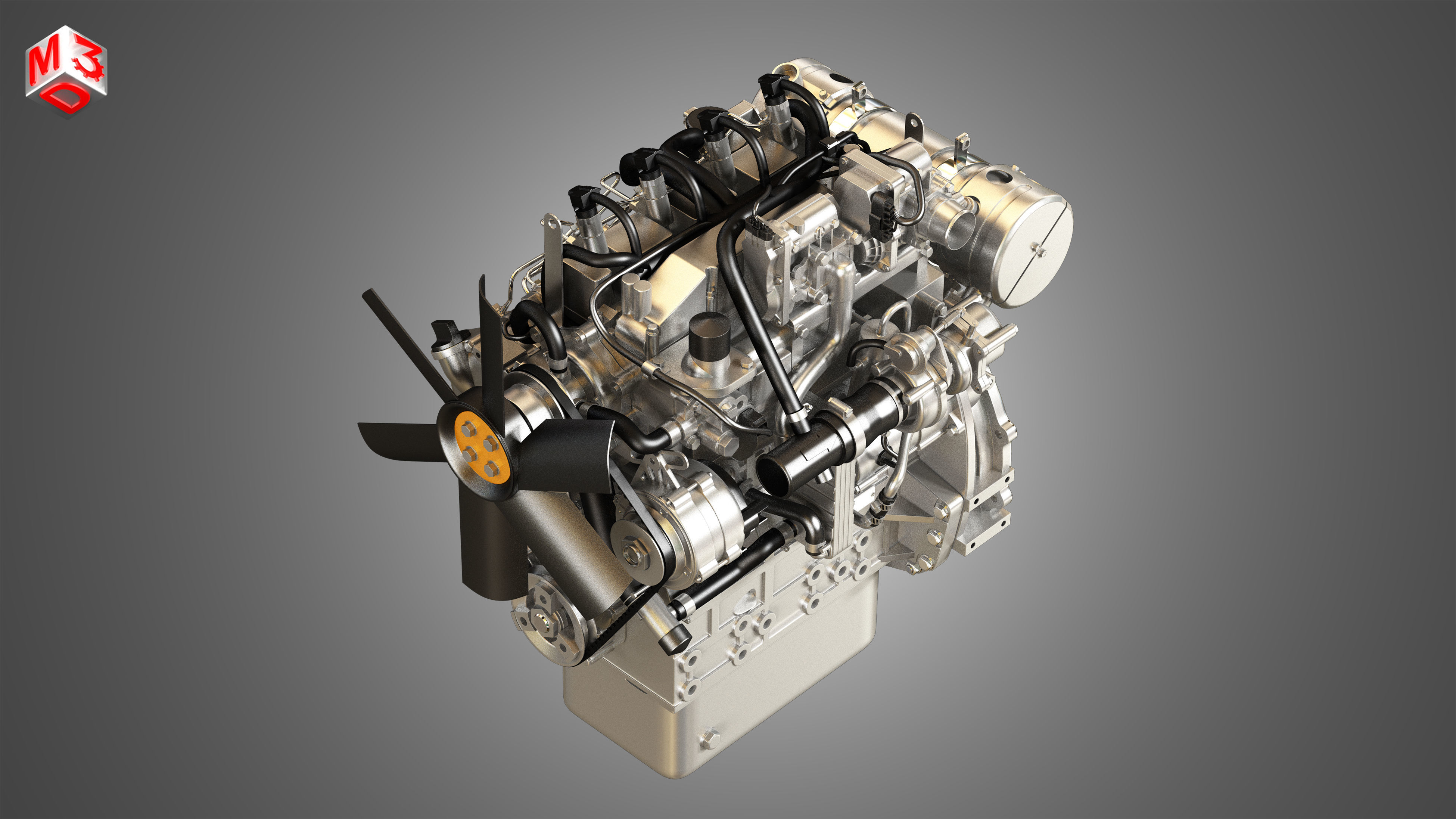 404F-E22TA - 4 Cylinder Diesel Engine  3D model_11