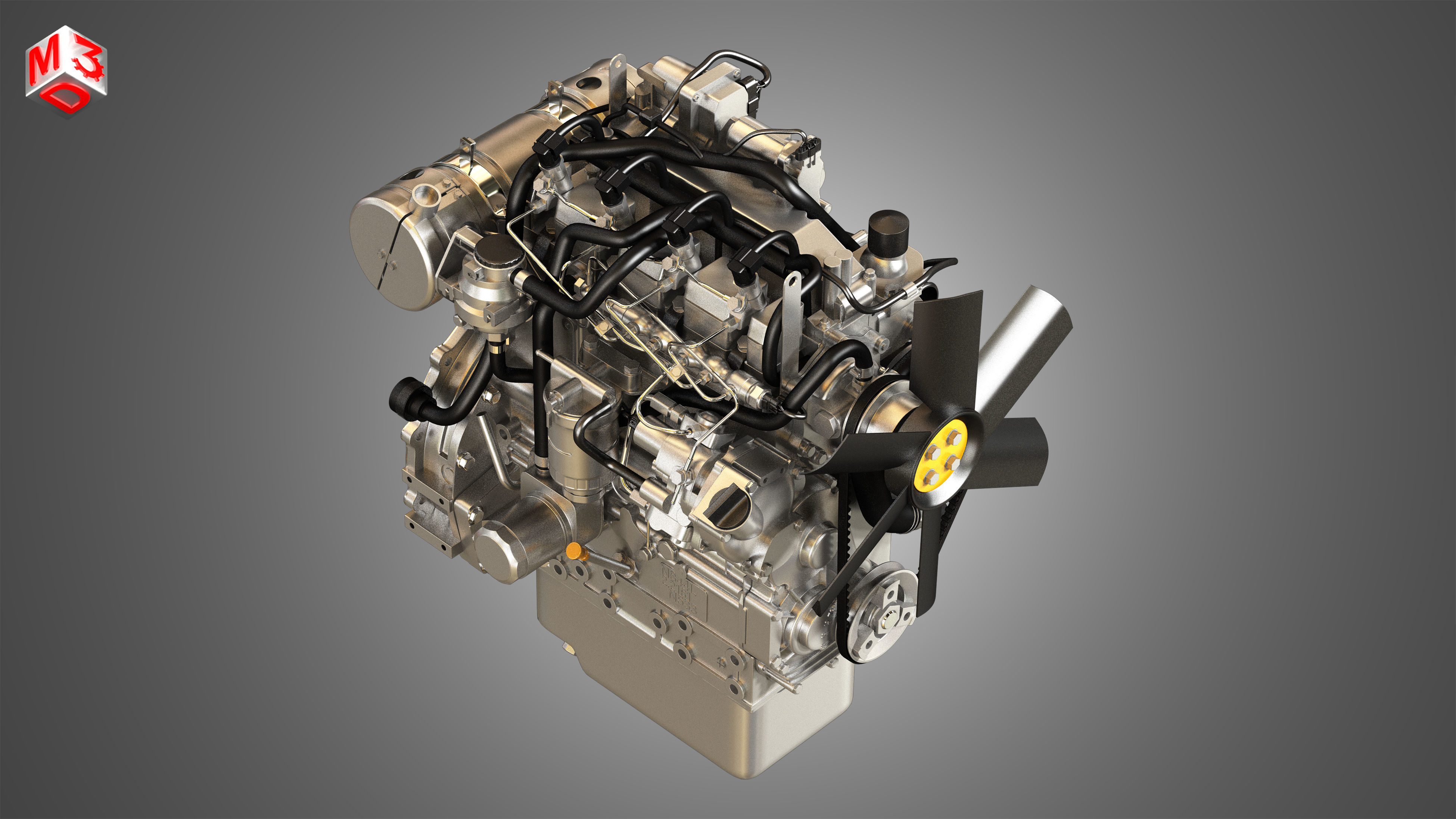 404F-E22TA - 4 Cylinder Diesel Engine  3D model_13