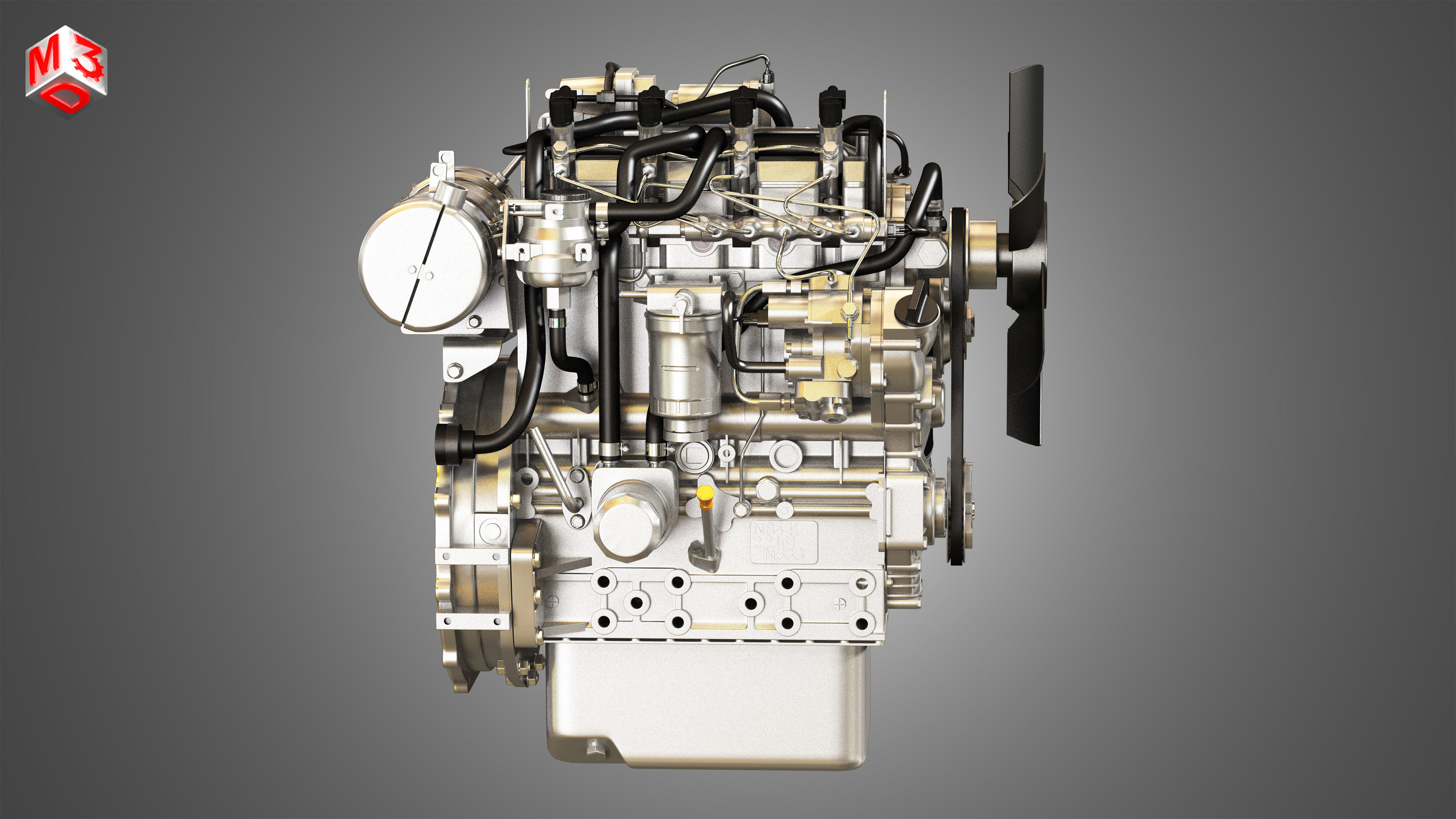404F-E22TA - 4 Cylinder Diesel Engine  3D model_6