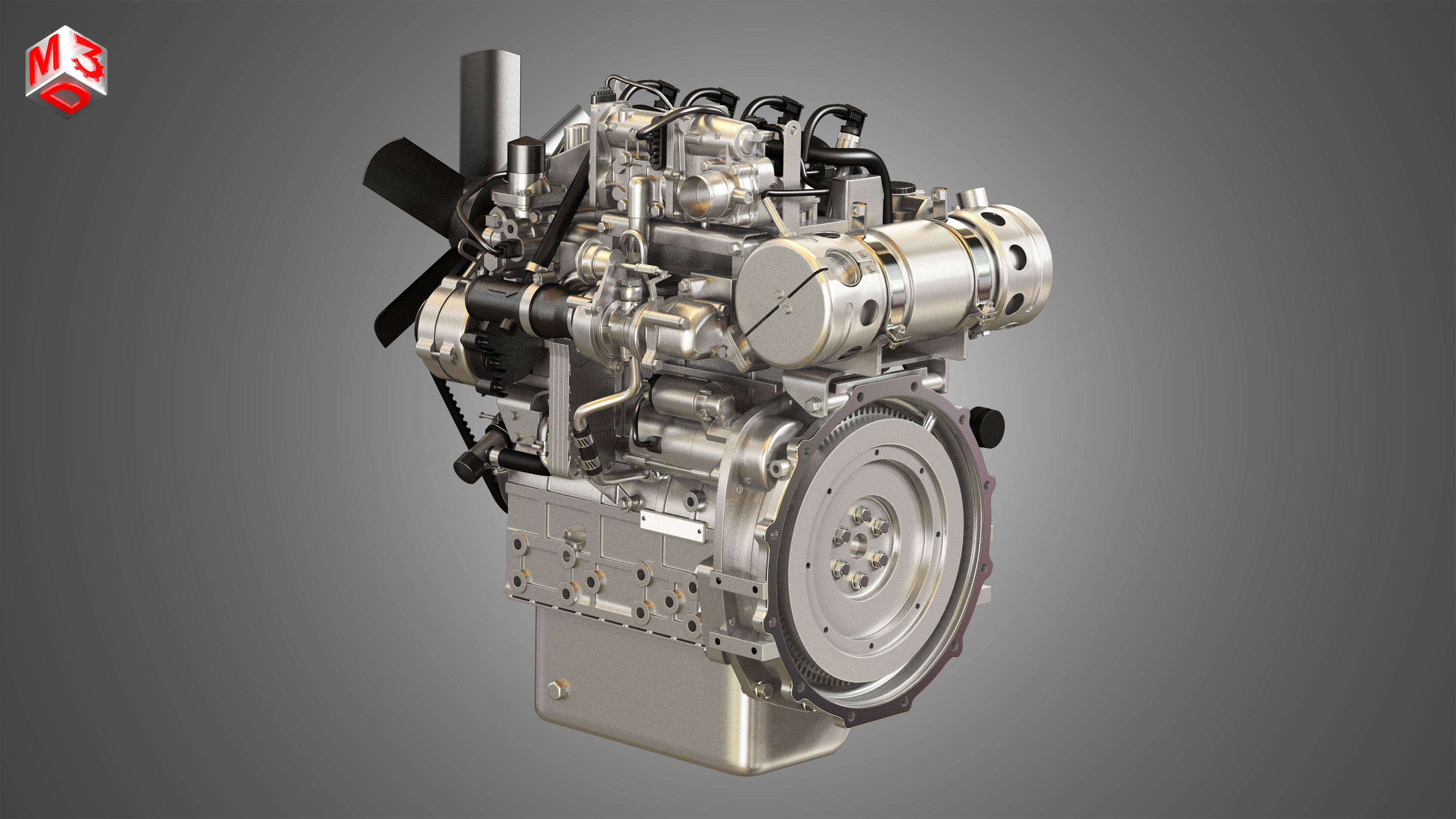 404F-E22TA - 4 Cylinder Diesel Engine  3D model_4