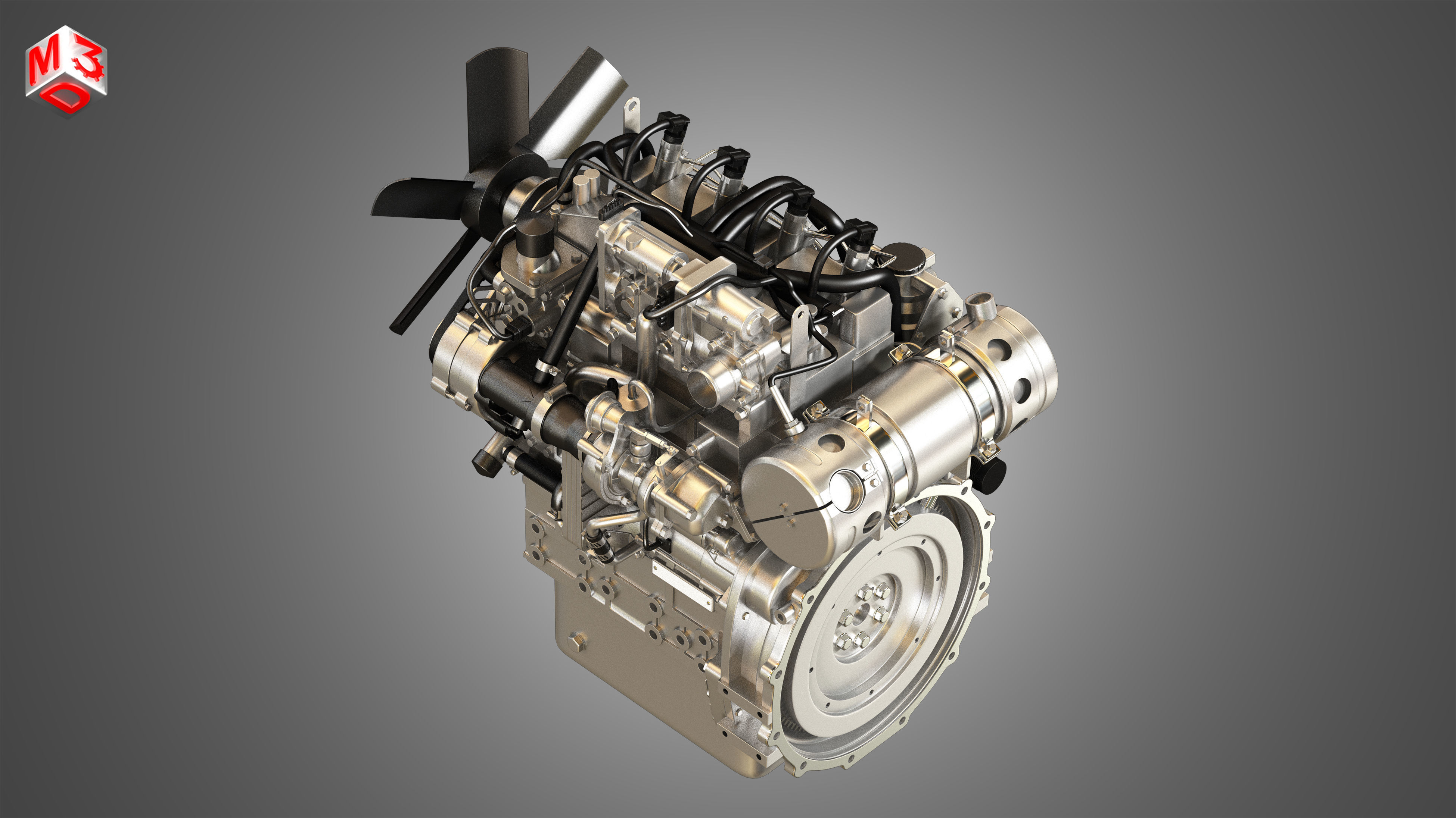 404F-E22TA - 4 Cylinder Diesel Engine  3D model_14