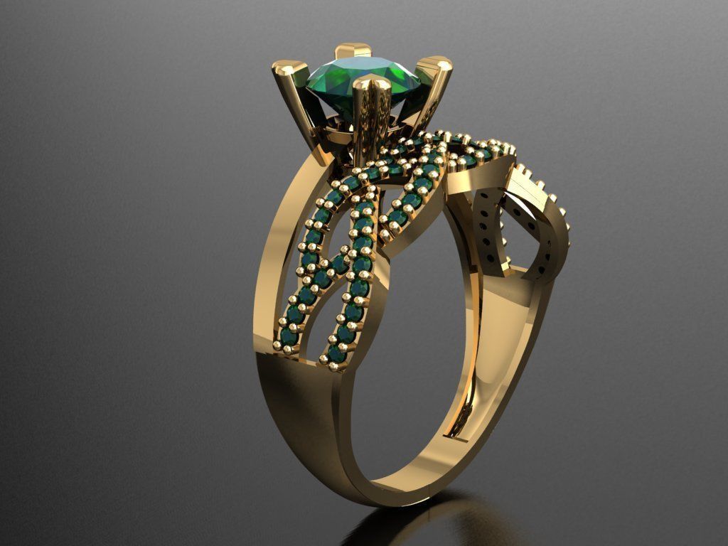TW044- Diamond ring 3D print model_4